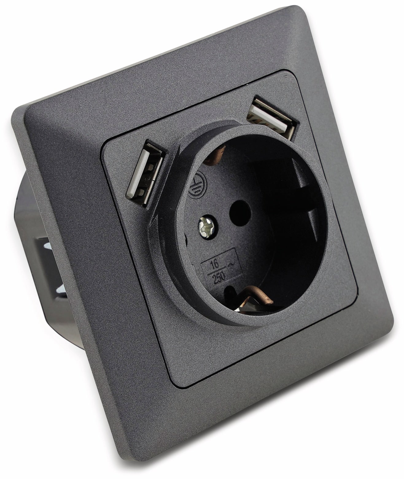MILOS Schutzkontakt-Steckdose 23050, 2x USB Buchse, 16A/250V~, anthrazit
