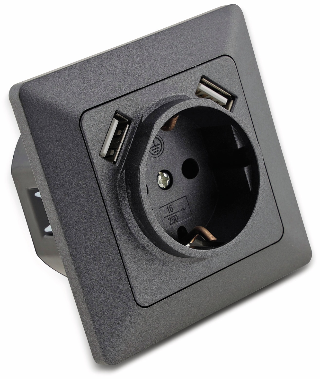 MILOS Schutzkontakt-Steckdose 23050, 2x USB Buchse, 16A/250V~, anthrazit