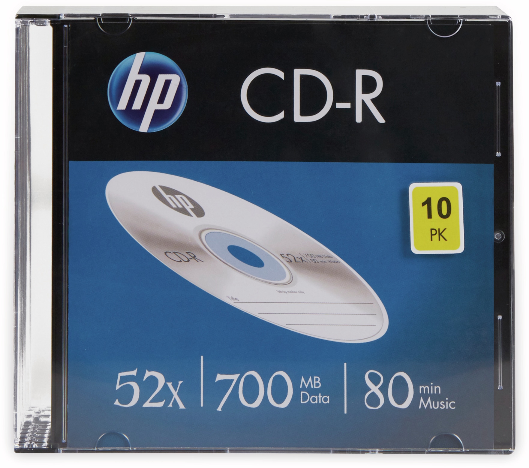 HP CD-R 80Min, 700MB, 52x Slimcase, 10 CDs, Silver Surface