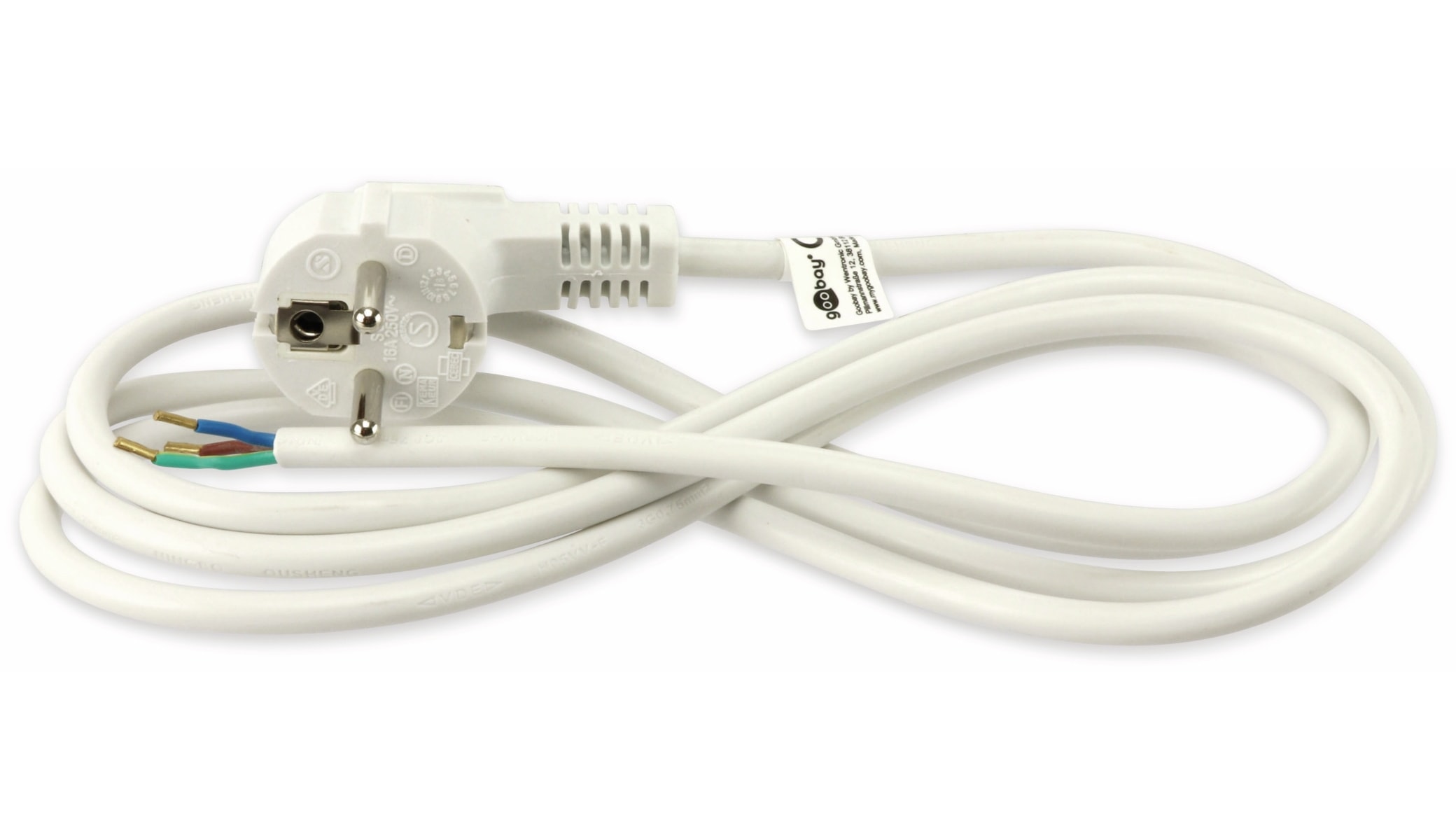 GOOBAY Netzkabel mit Schutzkontaktstecker, 2 m, weiß