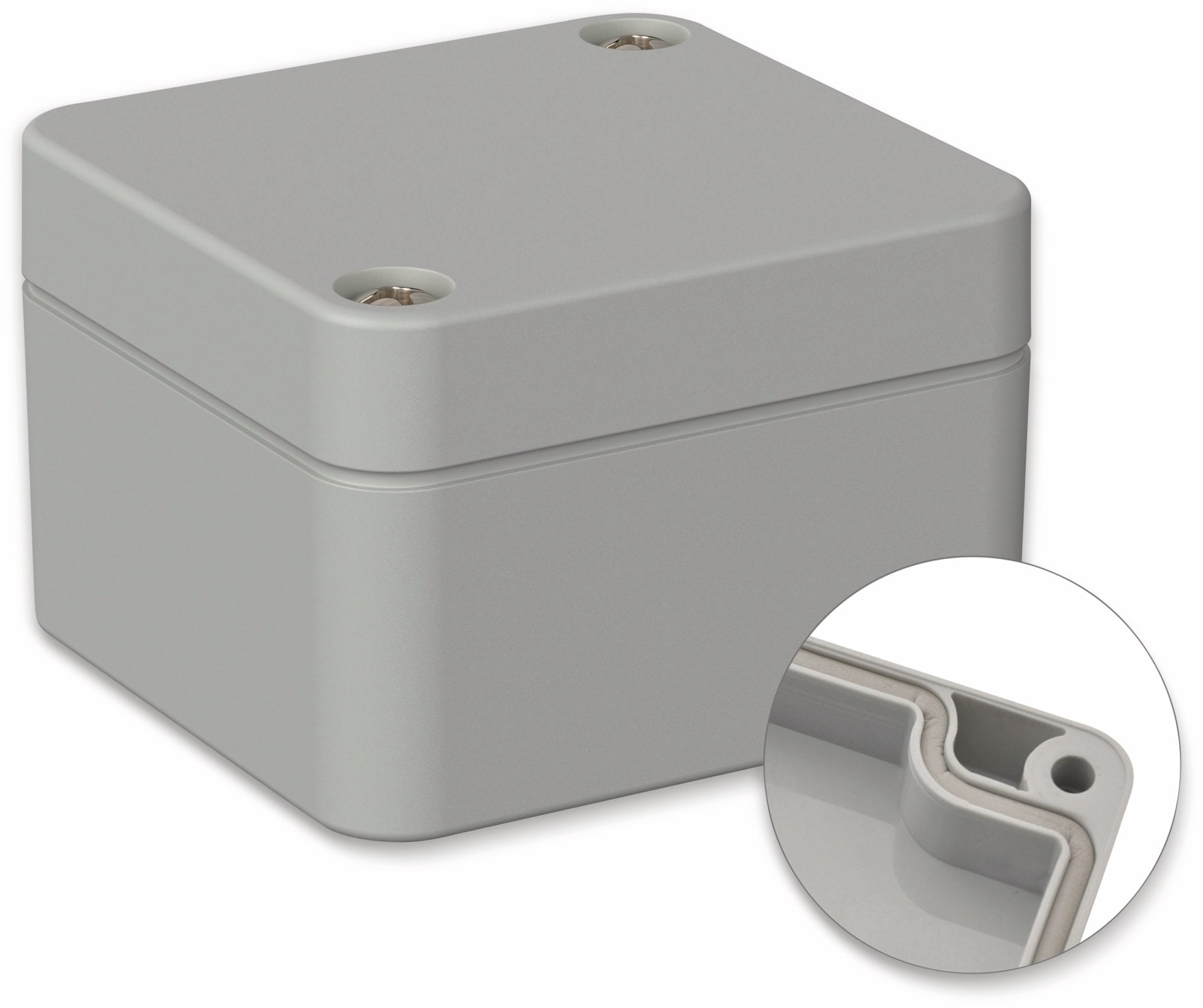 POLLIN, Polycarbonat Gehäuse, 52 x 50 x 35 mm, IP66, Lichtgrau