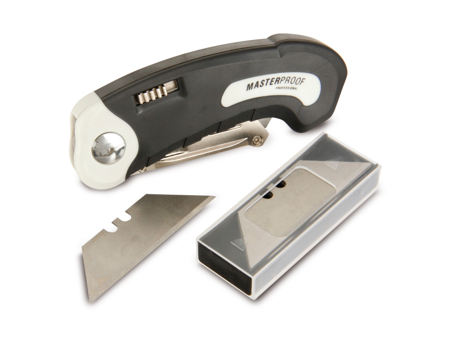 MASTERPROOF Klappmesser für Trapezklingen, mit 5 Ersatzklingen