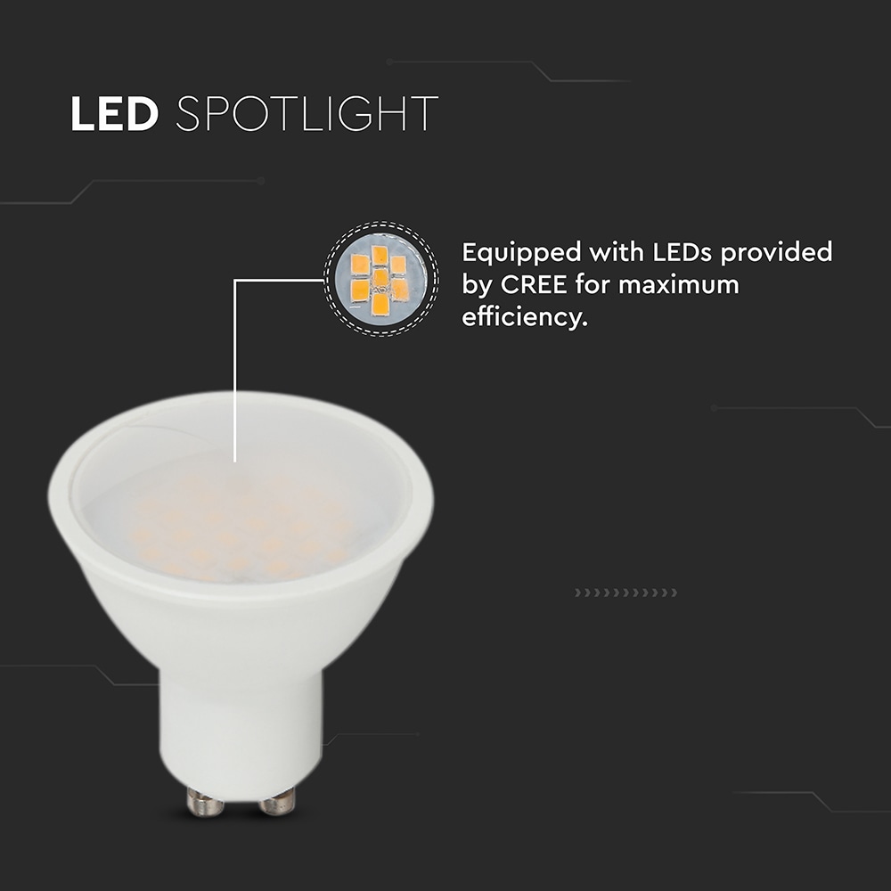 V-TAC LED-Lampe VT-205, GU10, 4,5W, 4000K, EEK: F, CREE Chip, 400lm, IP20