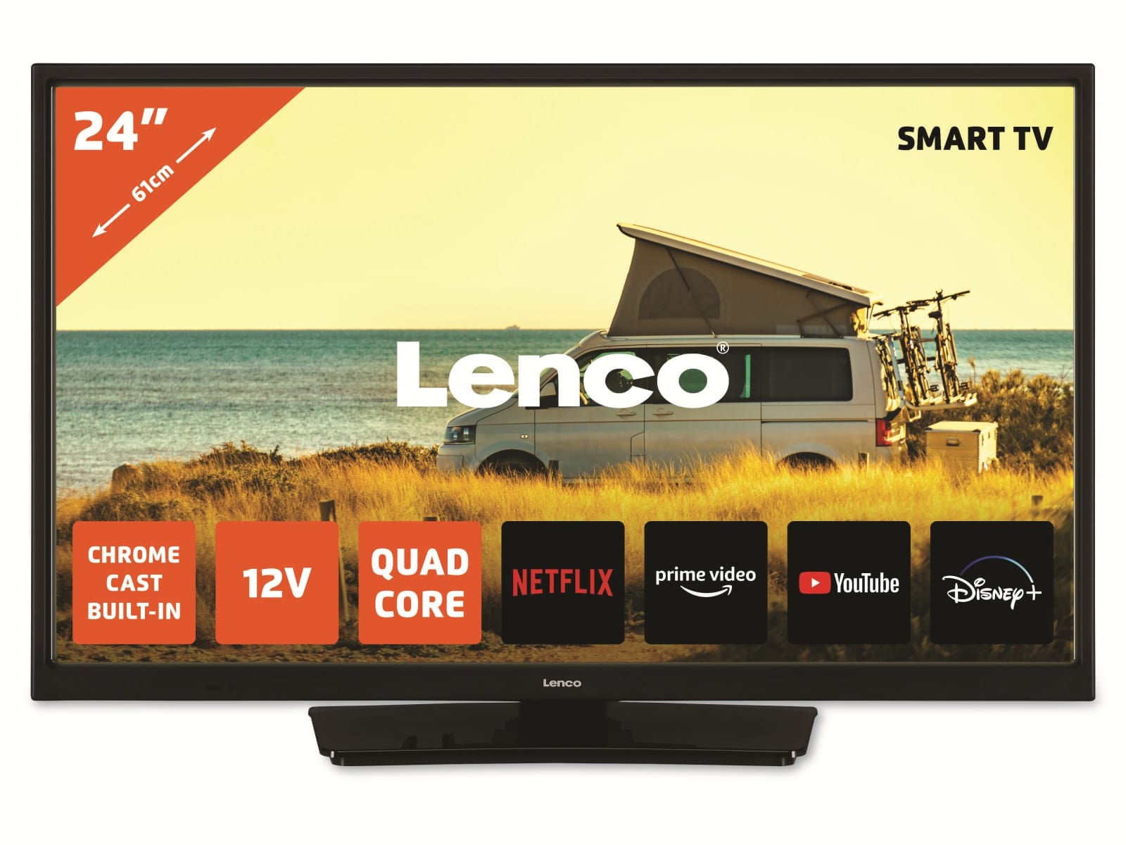 LENCO LED-TV LED-2463BK, 61 cm (24"), EEK: F, 16:9 Bildschirm, DVB-T/T2/S2/C