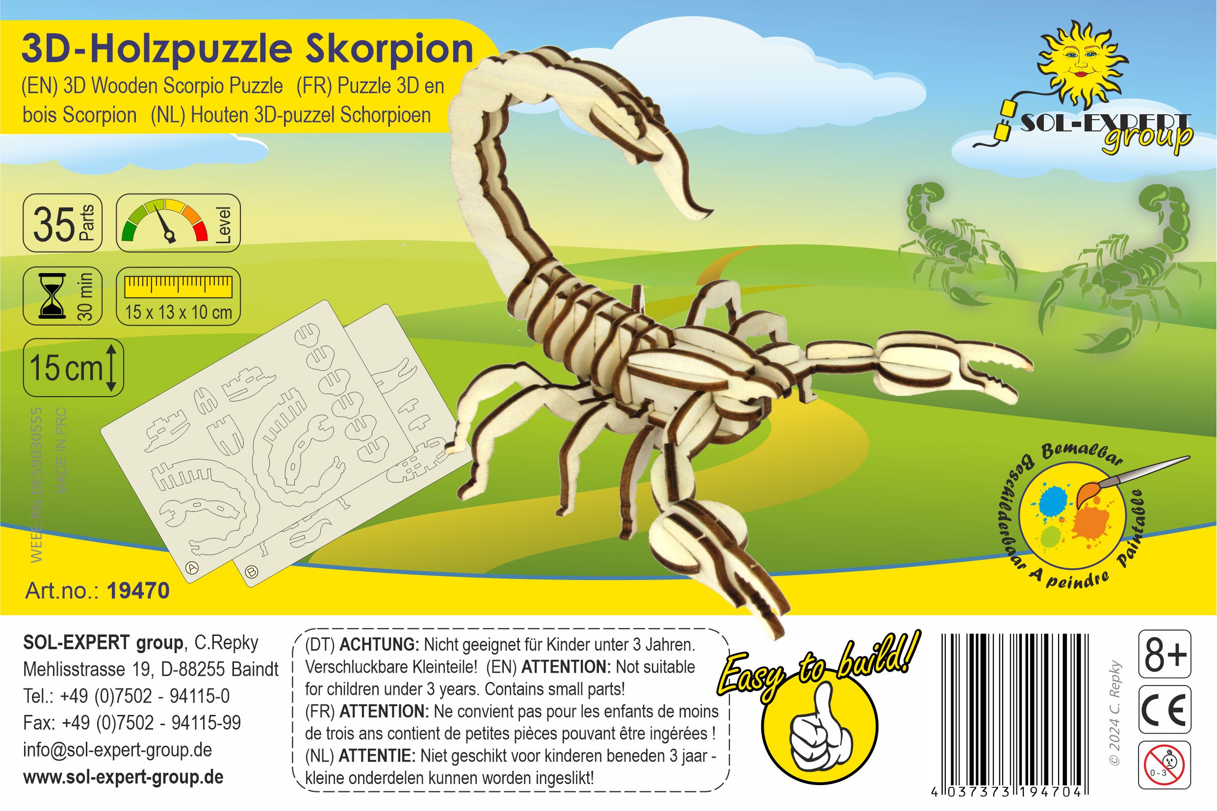 SOL-EXPERT 3D Holz Puzzle Skorpion