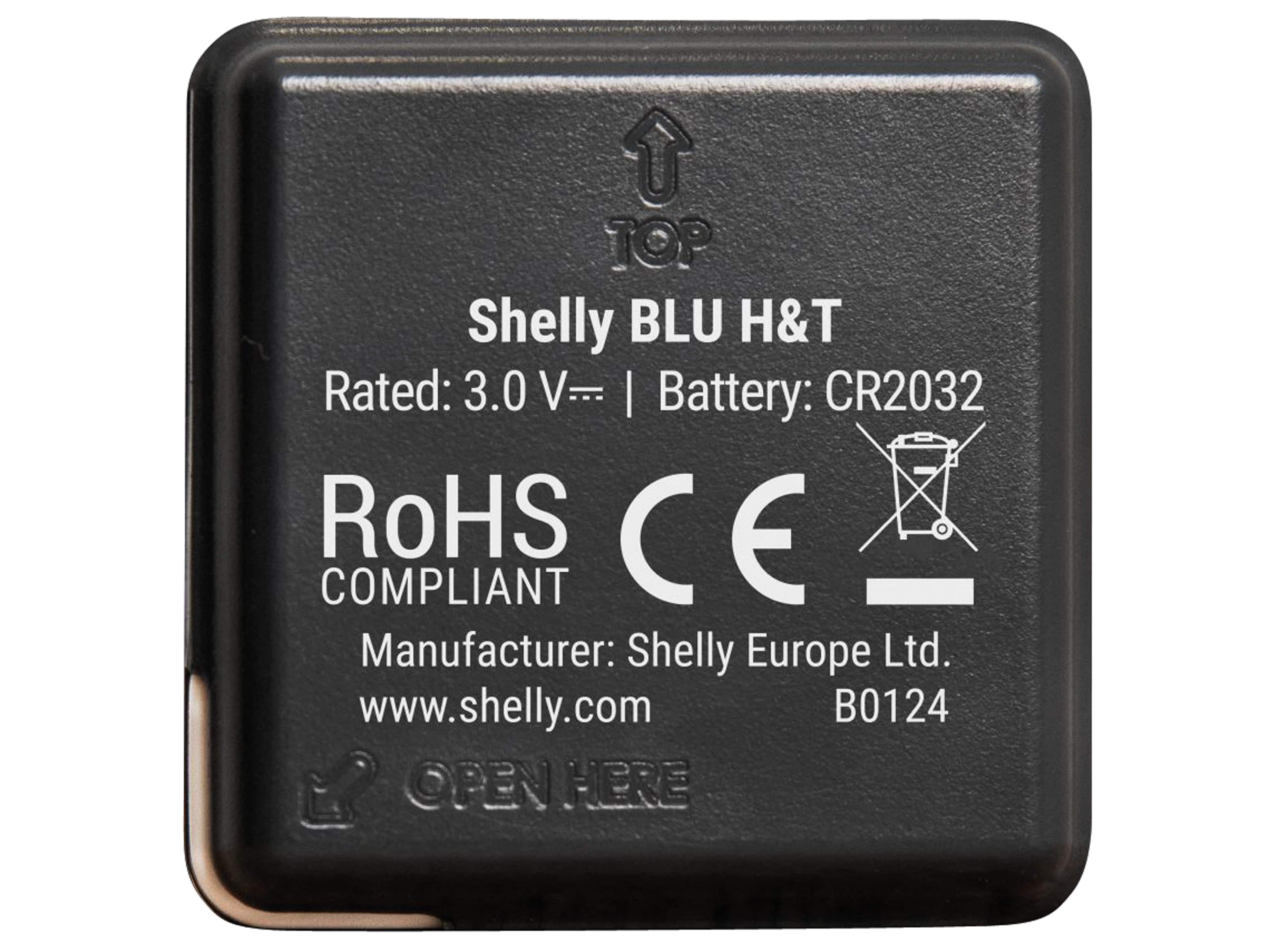 SHELLY Temperatur- u. Feuchtigkeitssensor Blu H&T Black, BT, Plug&Play SHELLY Temperatur- u. Feuchtigkeitssensor Blu H&T Black, BT, Plug&Play