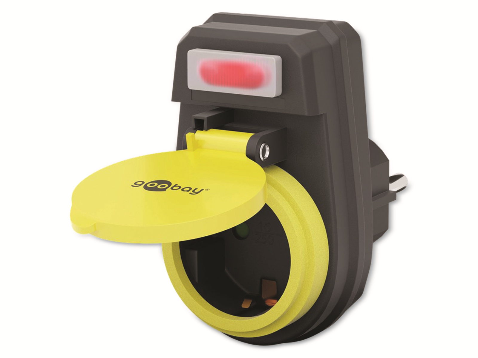 GOOBAY Außensteckdose NK AS-IP44, 1-fach, mit Schalter, schwarz/gelb