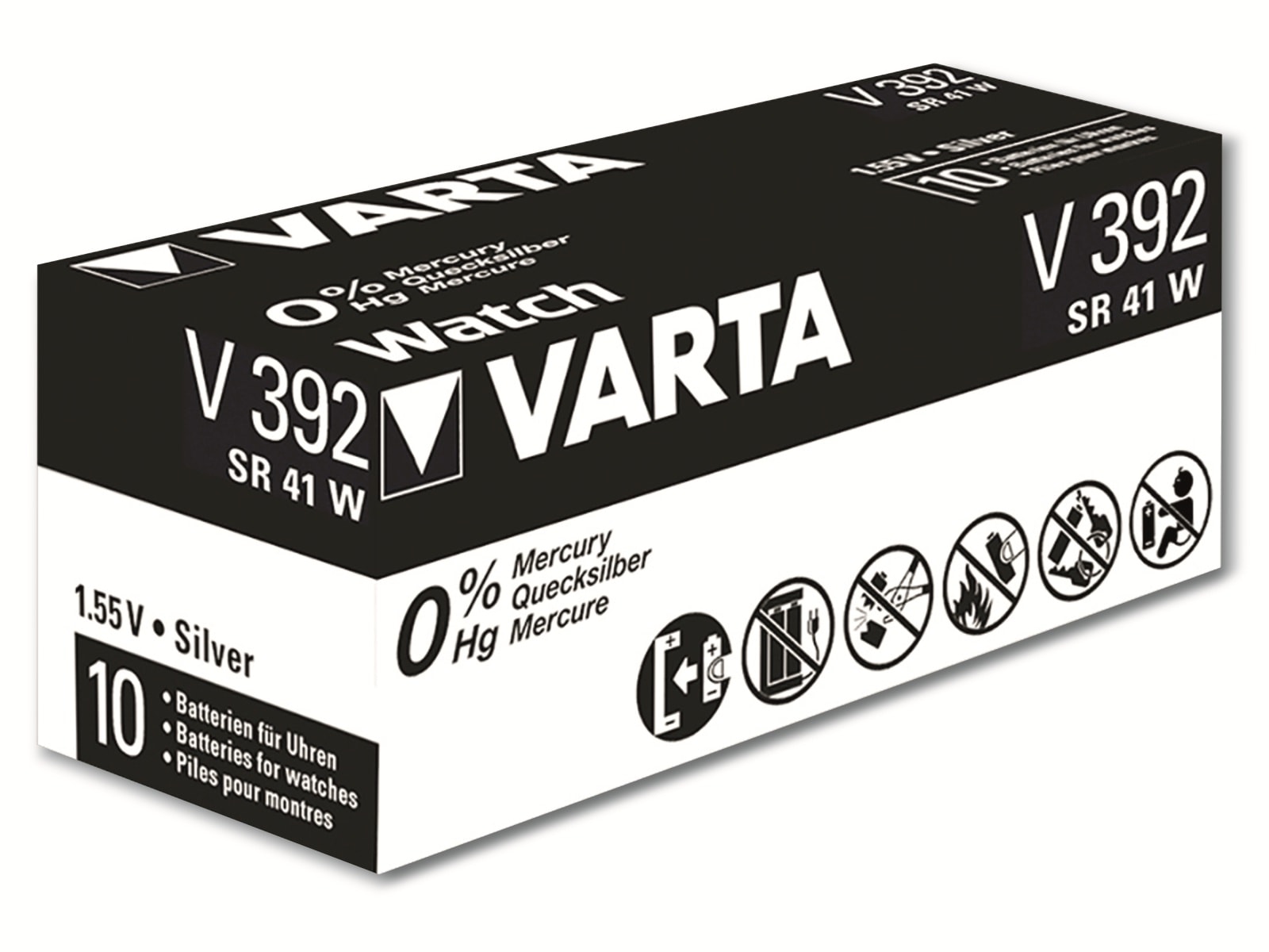 VARTA Knopfzelle Silver Oxide, 392 SR41,  1.55V, 10 Stück