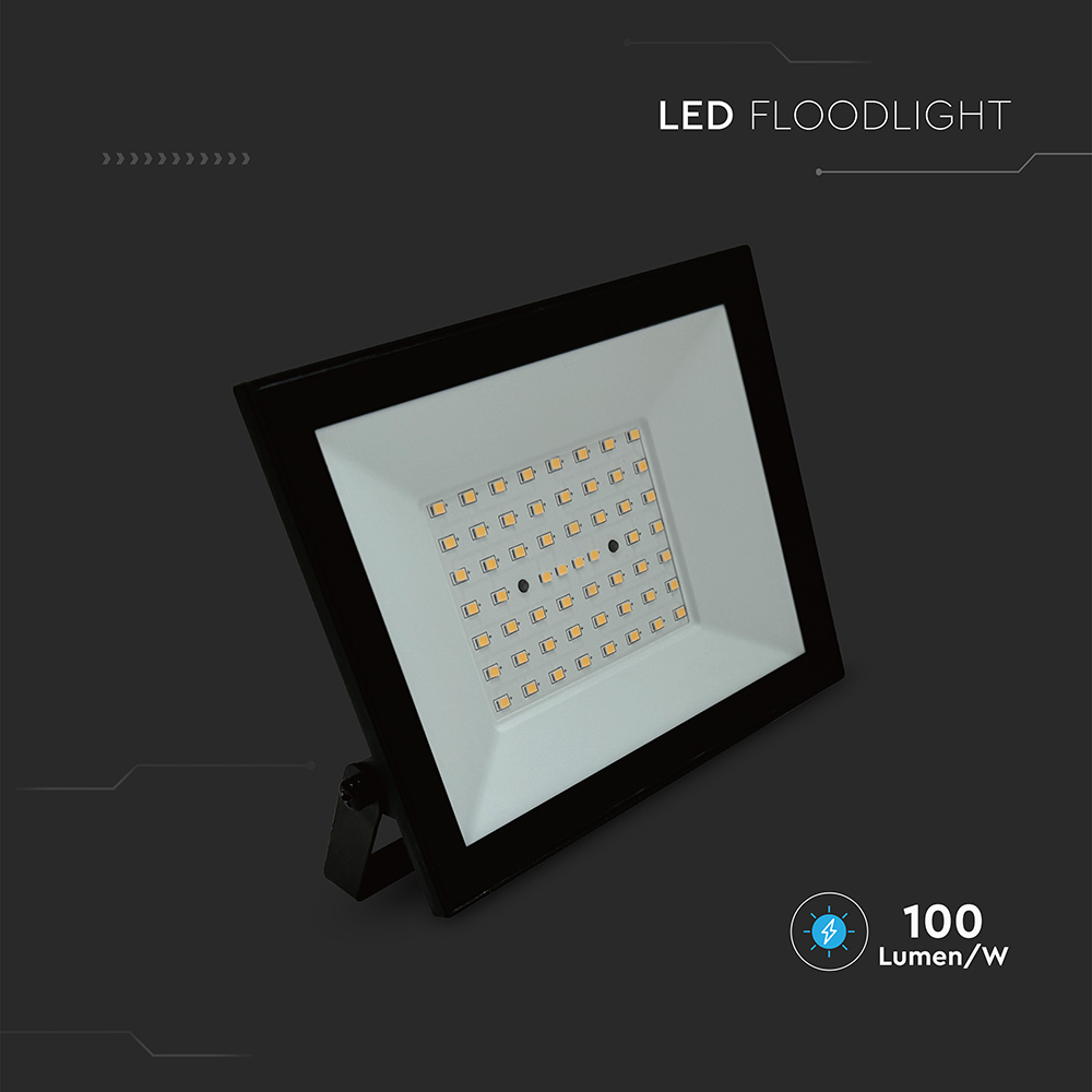 V-TAC LED-Fluter, VT-44054, 50 W, 4000K, EEK: F, 4000 lm, neutralweiß, IP65, schwarz