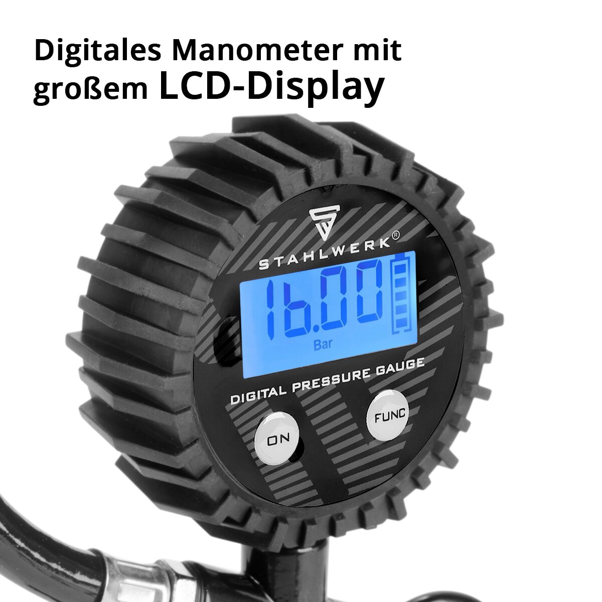 STAHLWERK Druckluft-Reifenfüllpistole DRD-16 ST, 4974, mit digitalem Manometer STAHLWERK Druckluft-Reifenfüllpistole DRD-16 ST, 4974, mit digitalem Manometer