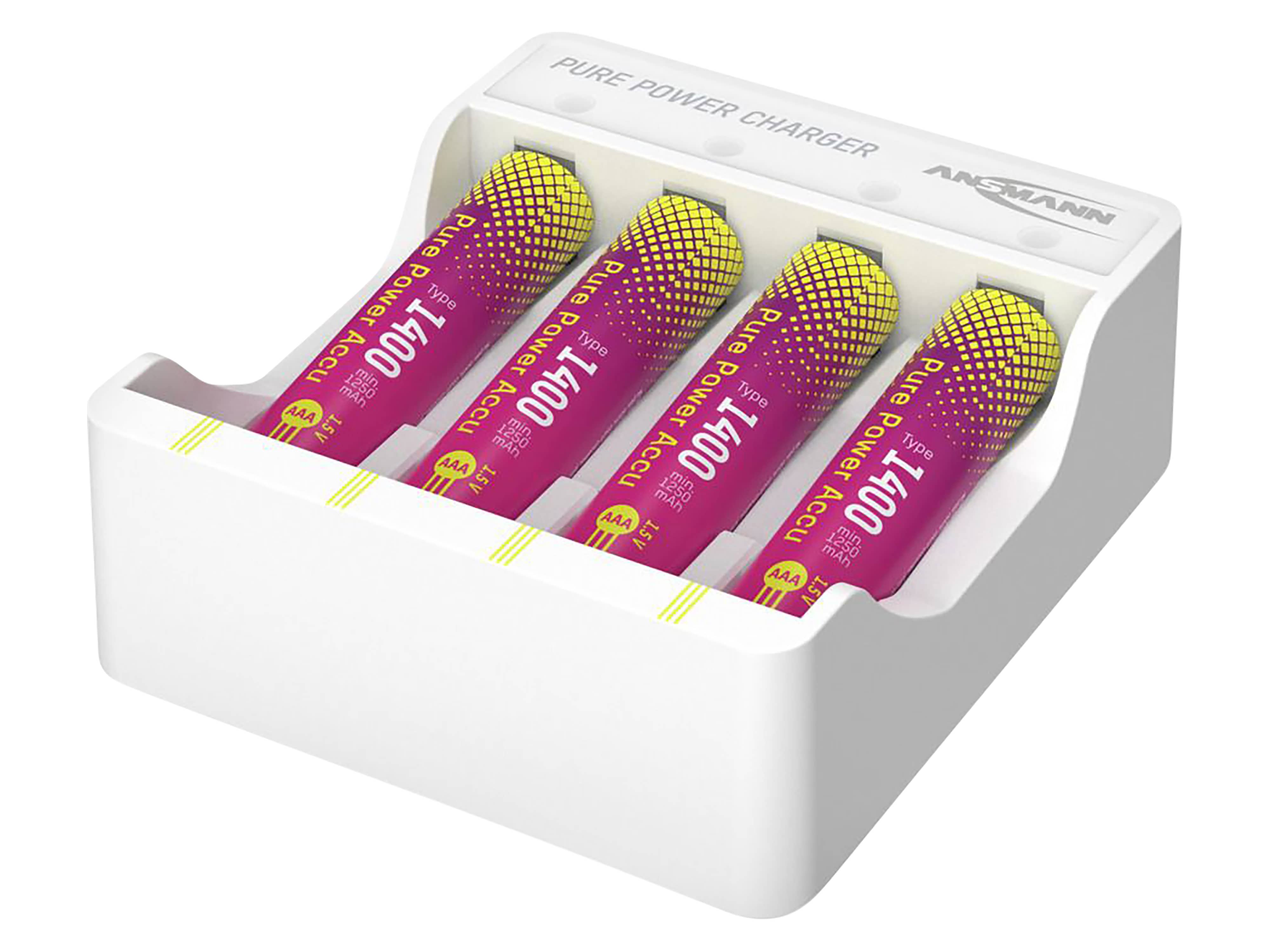 Lademodul ANSMANN Pure Power Set, 4× Micro AAA Akkus Typ 1400
