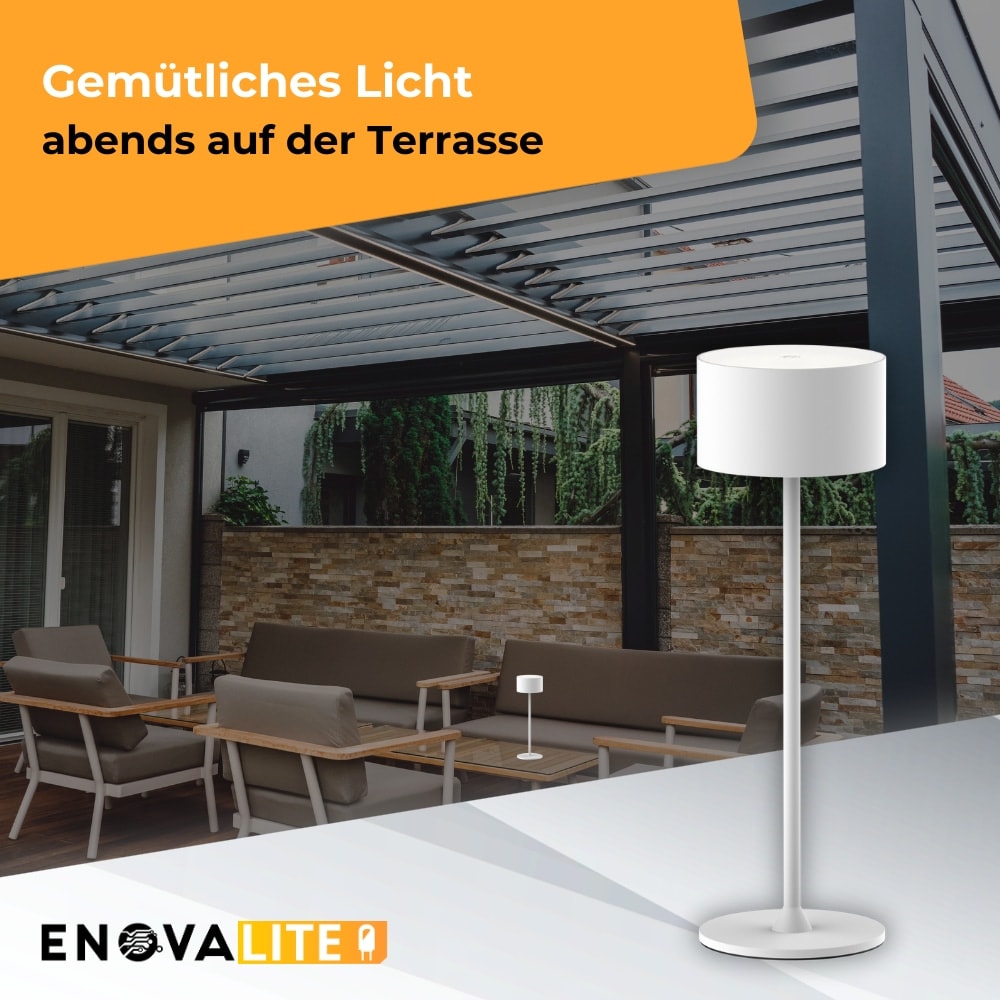 ENOVALITE LED-Akku-Tischleuchte, ELED700401, EEK: D dimmbar, CCT, weiß ENOVALITE LED-Akku-Tischleuchte, ELED700401, EEK: D dimmbar, CCT, weiß