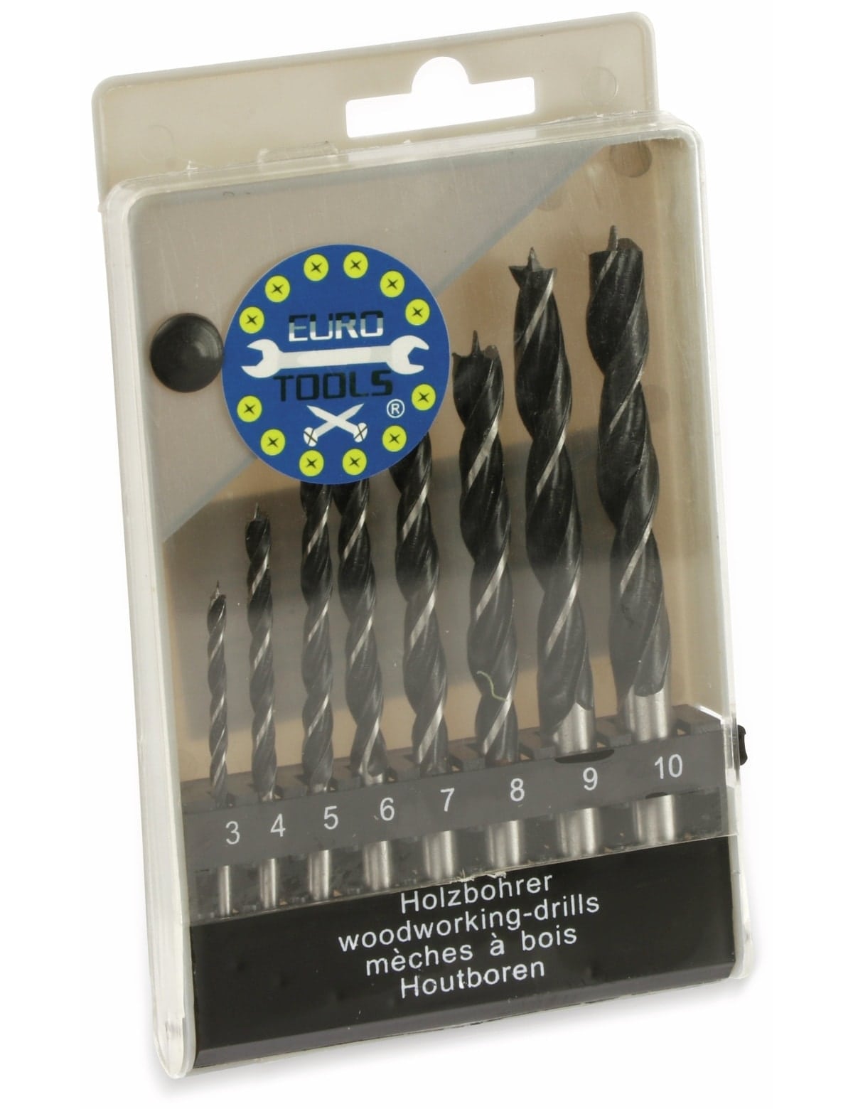 MASTERPROOF Holzbohrer-Satz in Kunststoffbox, 3...10 mm, 8-teilig