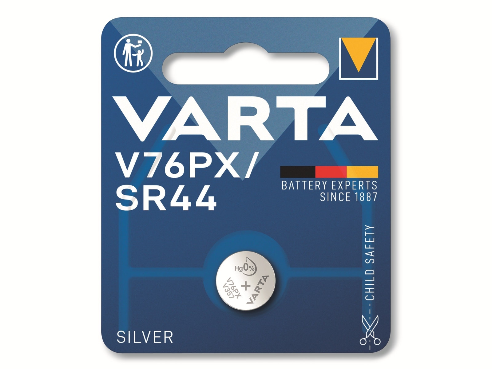 VARTA Knopfzelle Silver Oxide, V76PX SR44,  1.55V, 1 Stück