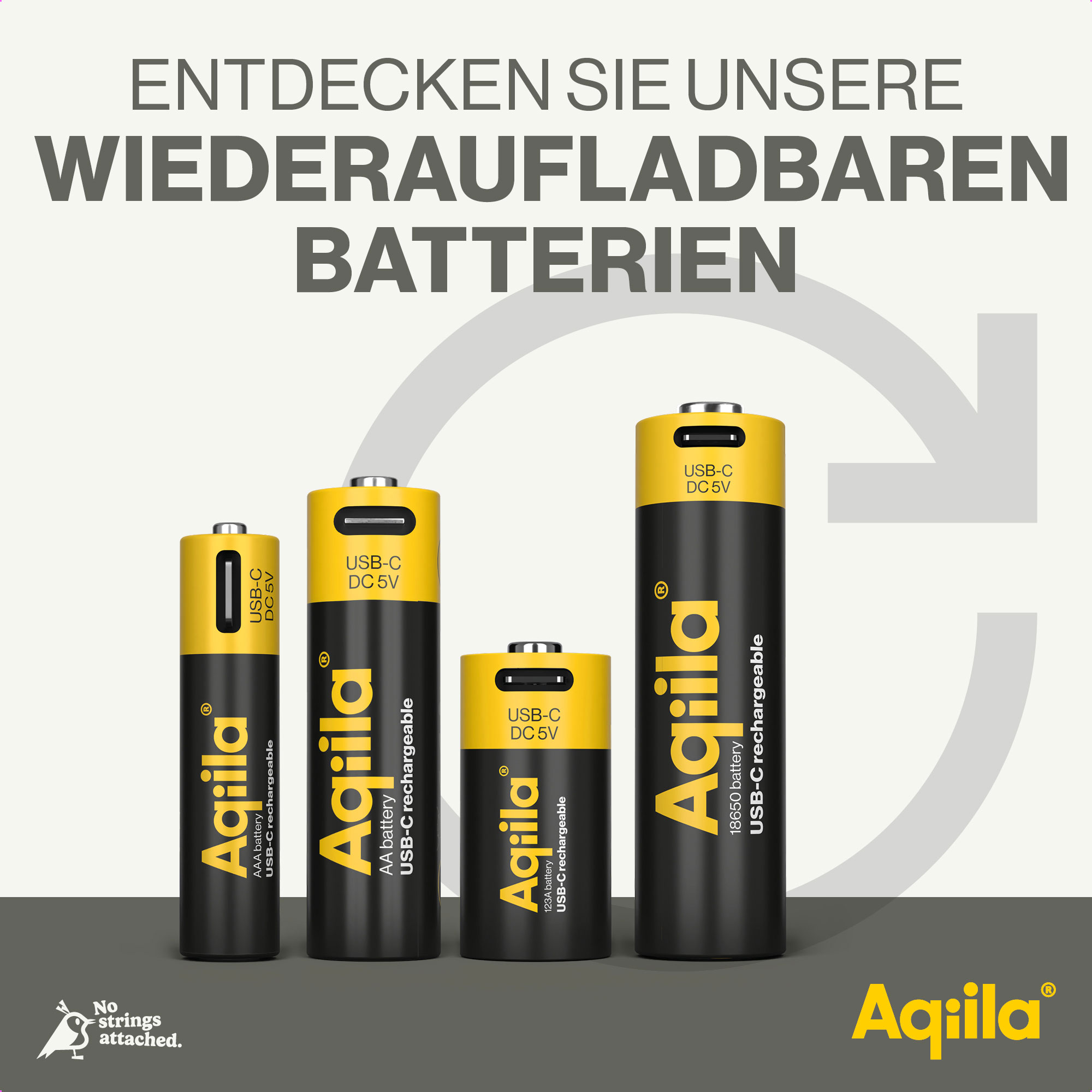 Li-lon-Akku AQILLA, CR123A, USB-C, 3 V, 2er Pack