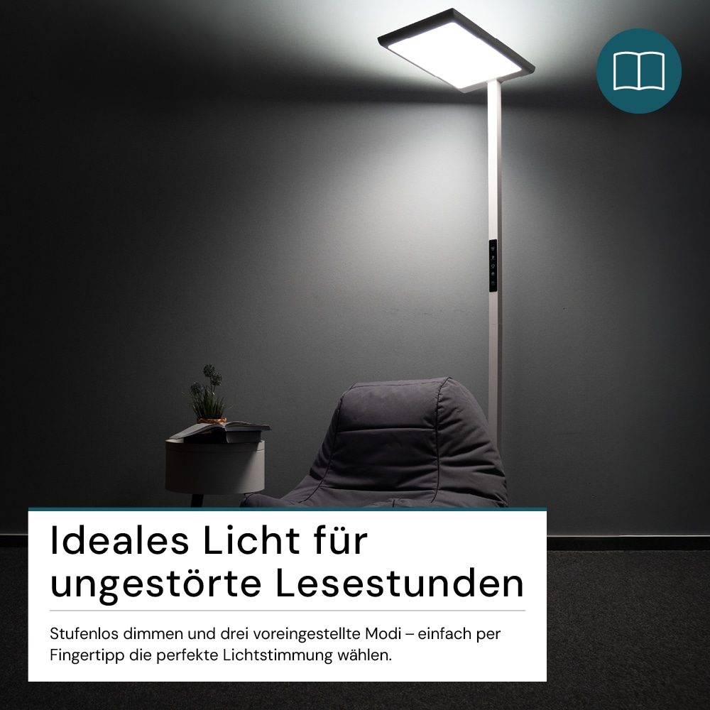 LUXULA LED-Büro-Stehleuchte, Up/Down, 100W, 4000K, EEK: F, 7000lm, IP20, dimmbar, weiß