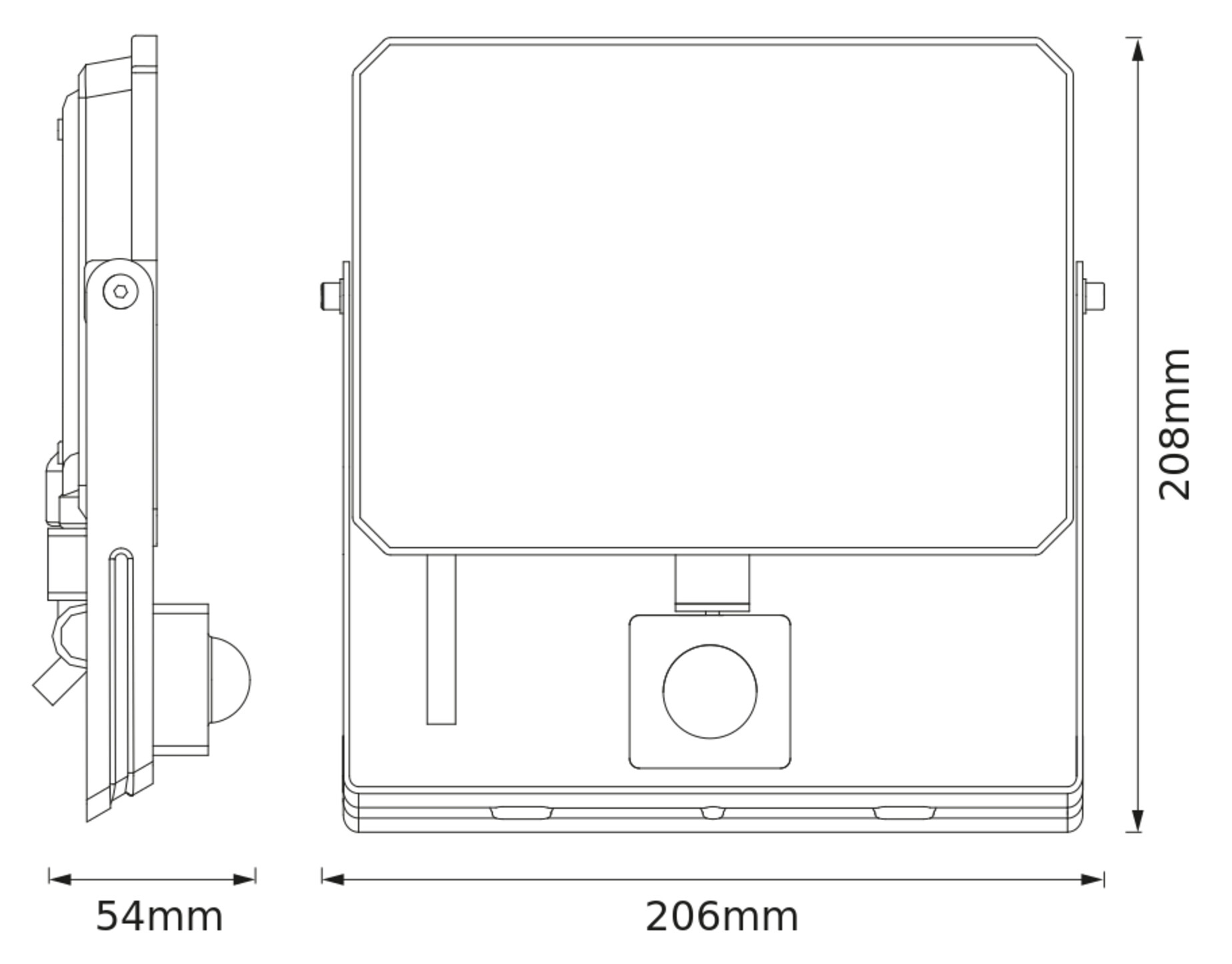 BELLALUX LED-Fluter, 50W, 4000K, 4500lm, neutralweiß, IP65, mit Bewegungsmelder, schwarz