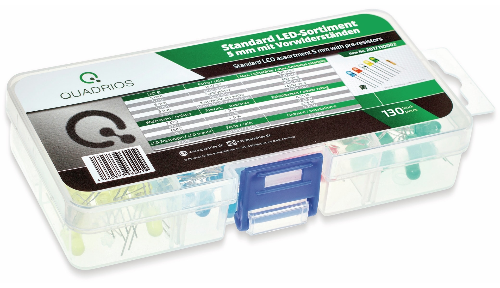 QUADRIOS, 201711O002, Standard LED-SET 5 mm, Diffus, Klar, 130 ST