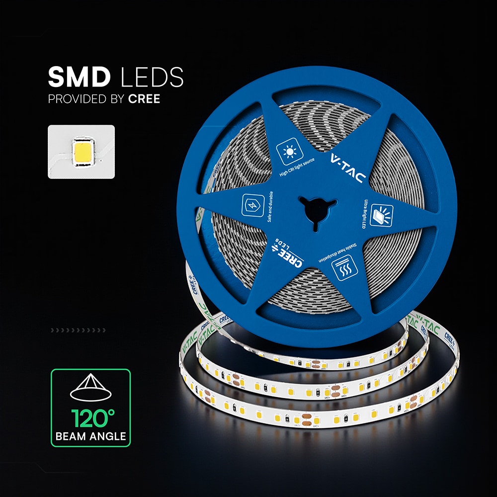 V-TAC LED-Stripe VT-2126246, 100W, EEK: F, 1000lm, 6500K, 120°, 24V, 10m V-TAC LED-Stripe VT-2126246, 100W, EEK: F, 1000lm, 6500K, 120°, 24V, 10m