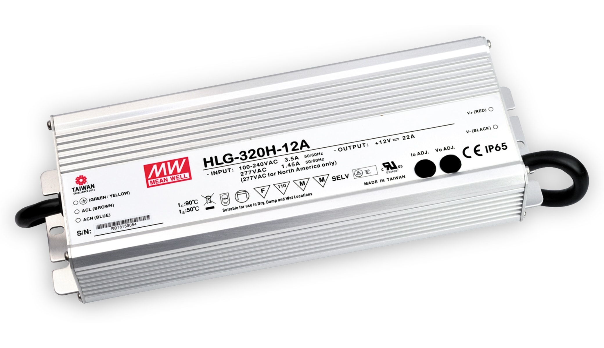 MEAN WELL LED-Netzteil HLG-320H-24B, 24V-/13,3A