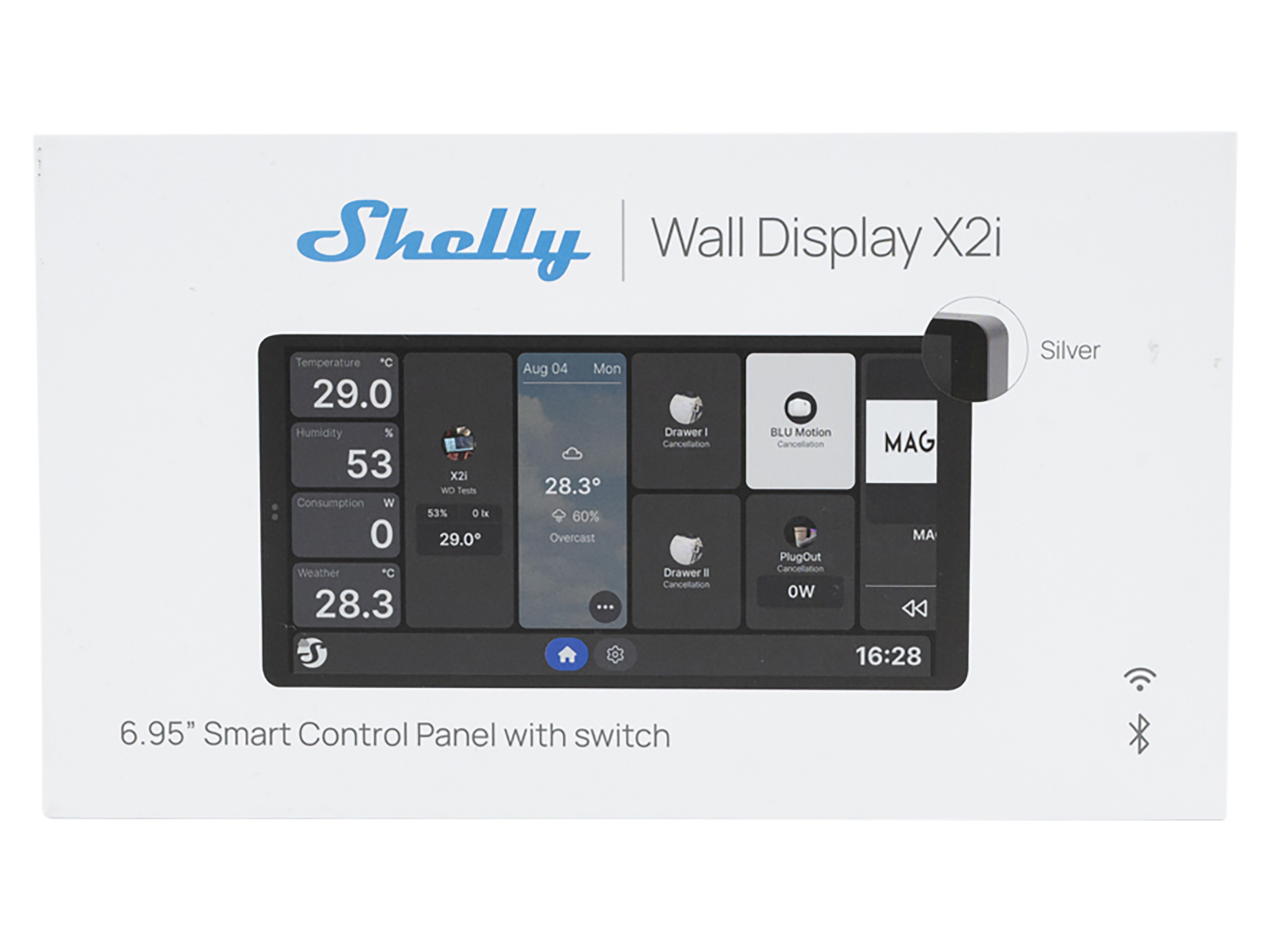 SHELLY Wanddisplay Wall Display X2i, silber
