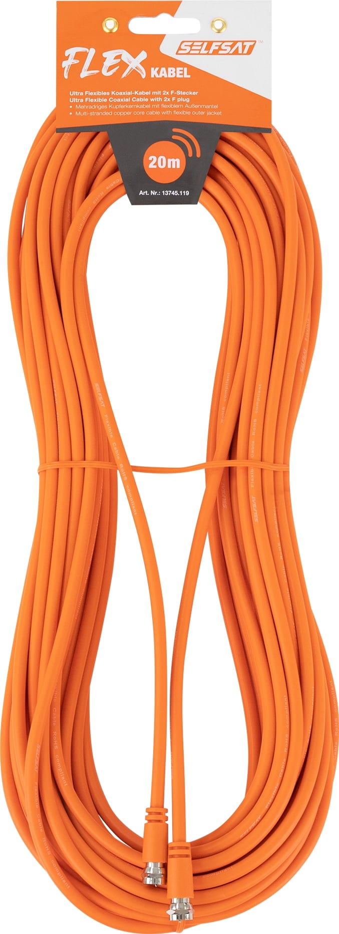 SELFSAT Antennenanschlusskabel Flex 20 m, orange