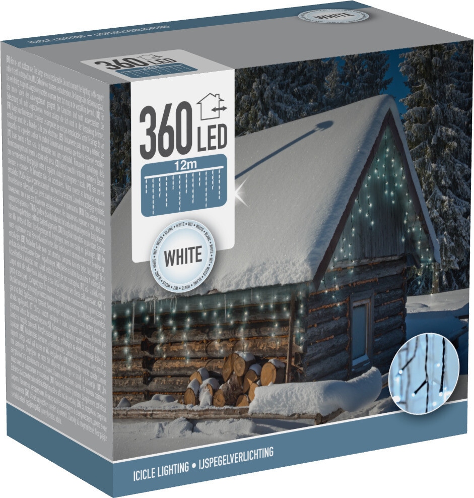 LED-Lichterkette Vorhang 360 LEDs, kaltweiß, IP44, 230 V~, 12 m, grün