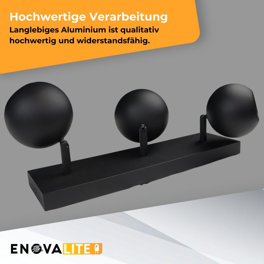 ENOVALITE Deckenleuchte GLOBE, GU10-Fassung, IP20, Ø10cm, 3 flammig, schwarz ENOVALITE Deckenleuchte GLOBE, GU10-Fassung, IP20, Ø10cm, 3 flammig, schwarz