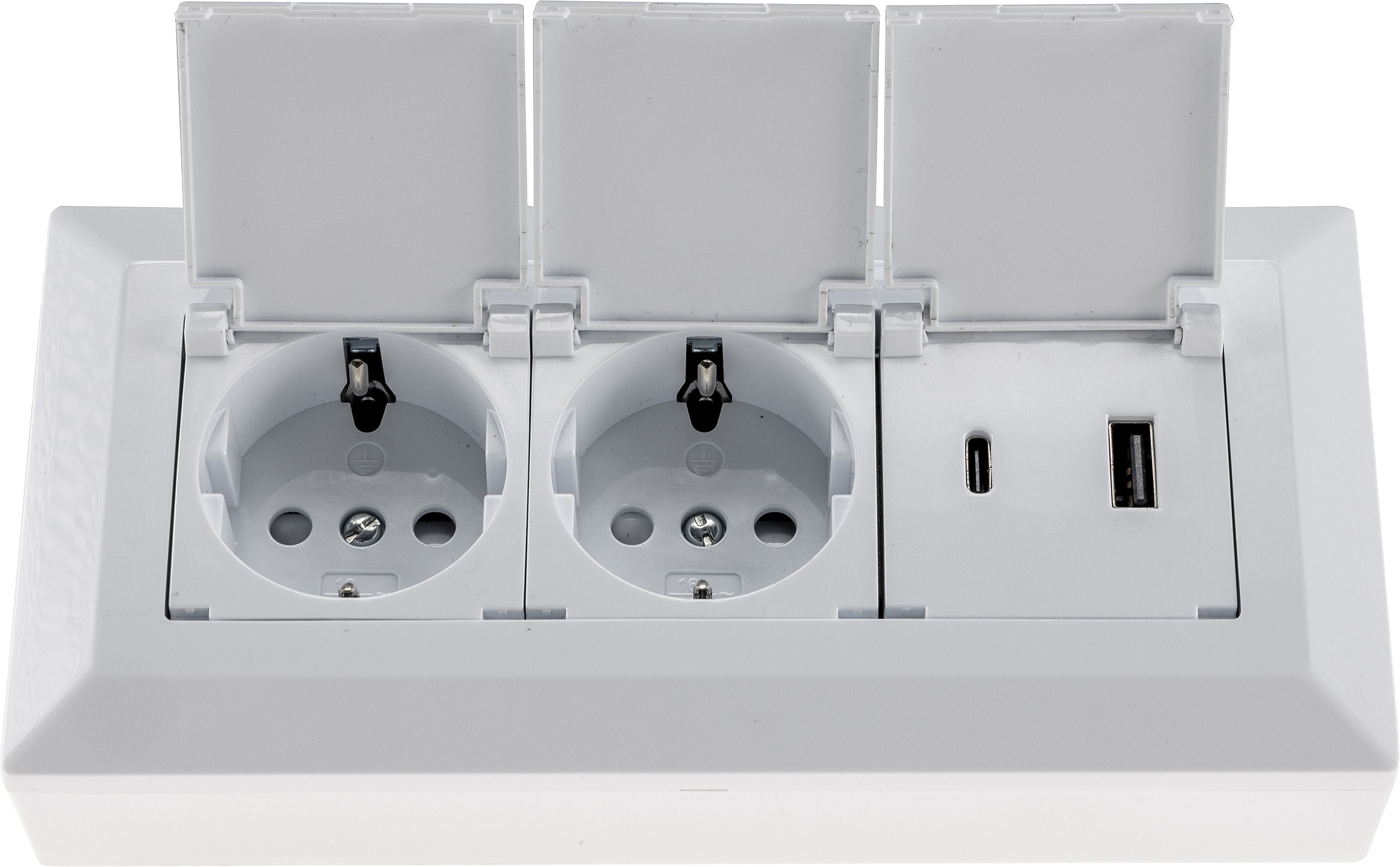 CHILITEC Steckdosenblock 23950, 2-fach, mit Schutzklappen, USB-A+C, weiß CHILITEC Steckdosenblock 23950, 2-fach, mit Schutzklappen, USB-A+C, weiß