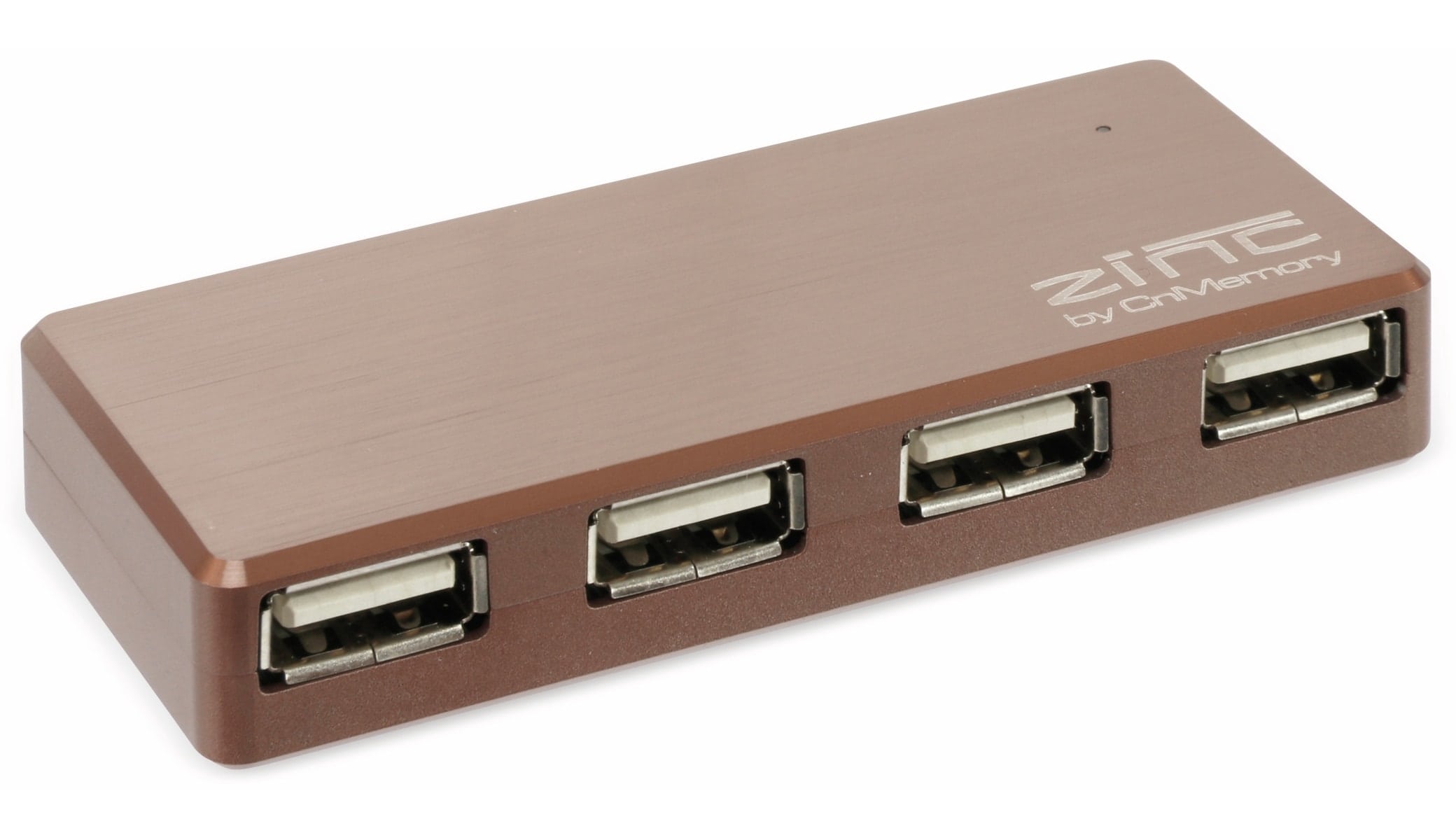 CnMemory USB2.0 Hub, ZINC, 4-fach, Aluminium, Braun