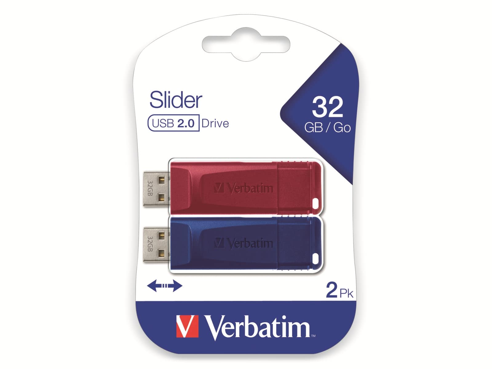 VERBATIM USB-Stick Slider, 32 GB, 2er Pack