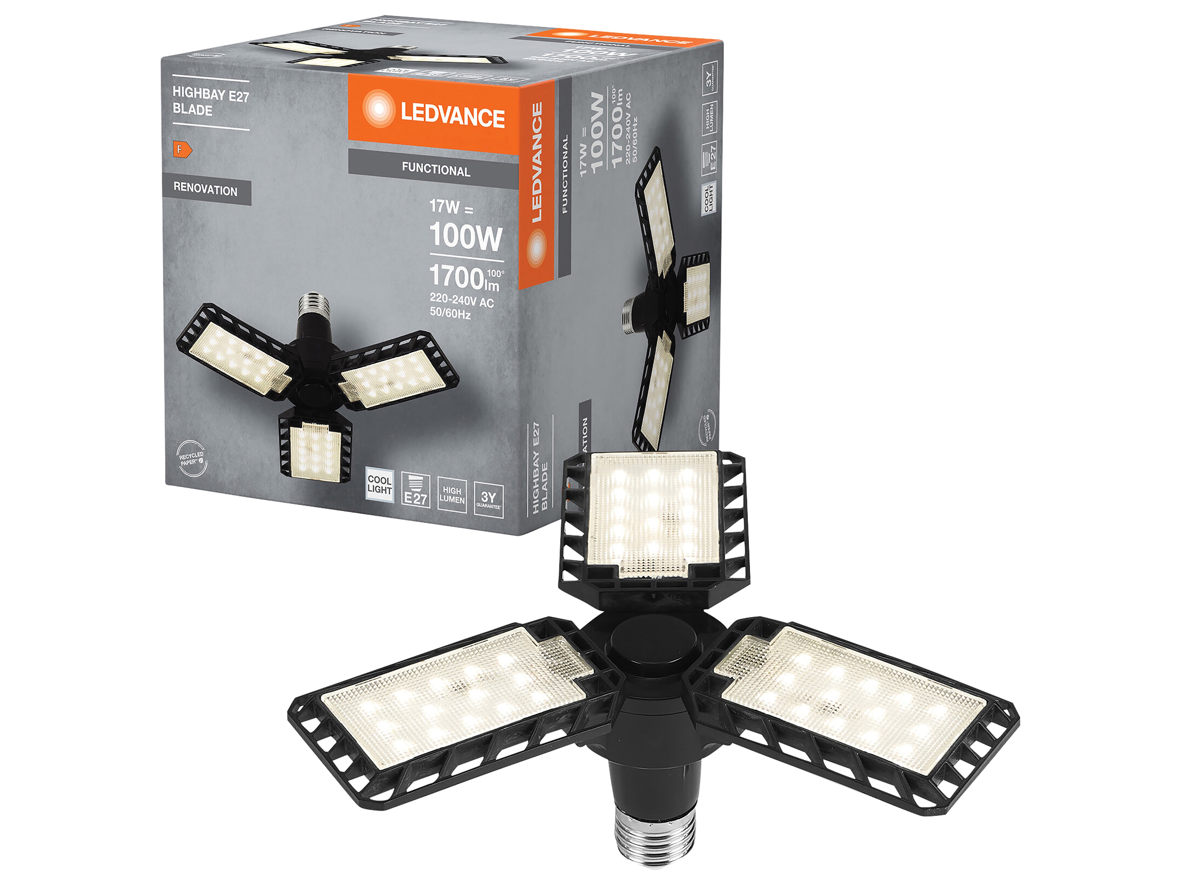 LEDVANCE LED-Deckenlampe Highbay Blade, E27, 17W, 1700 lm, 4000 K LEDVANCE LED-Deckenlampe Highbay Blade, E27, 17W, 1700 lm, 4000 K