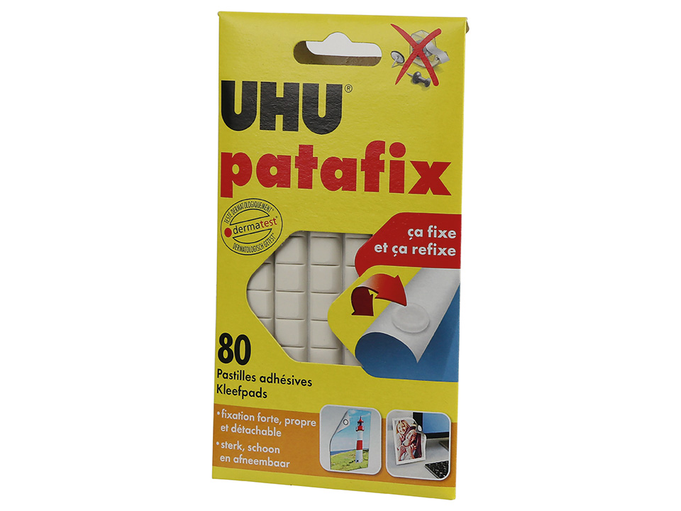 UHU Klebepads patafix, 42620, weiß, wiederverwendbar, 80 Stück