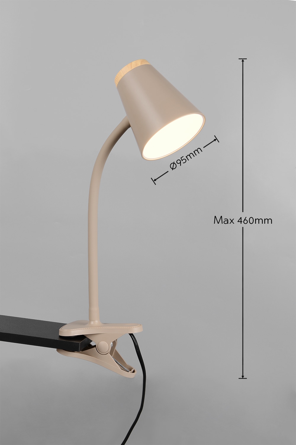 REALITY LED-Klemmleuchte PONGO, R25831143, 4,5W, 500lm, 3000K, beige