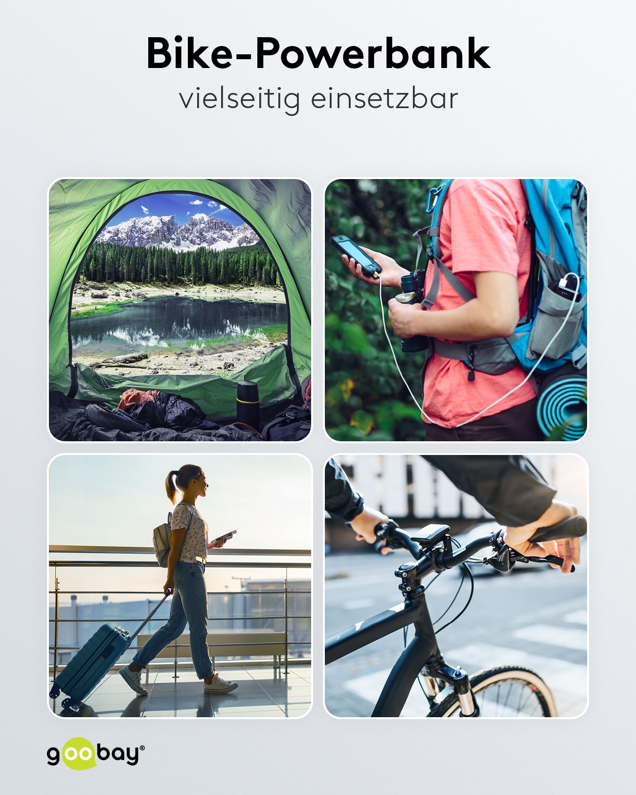 GOOBAY Bike Powerbank 60656, 5000mAh, QC/PD, mit Halterung