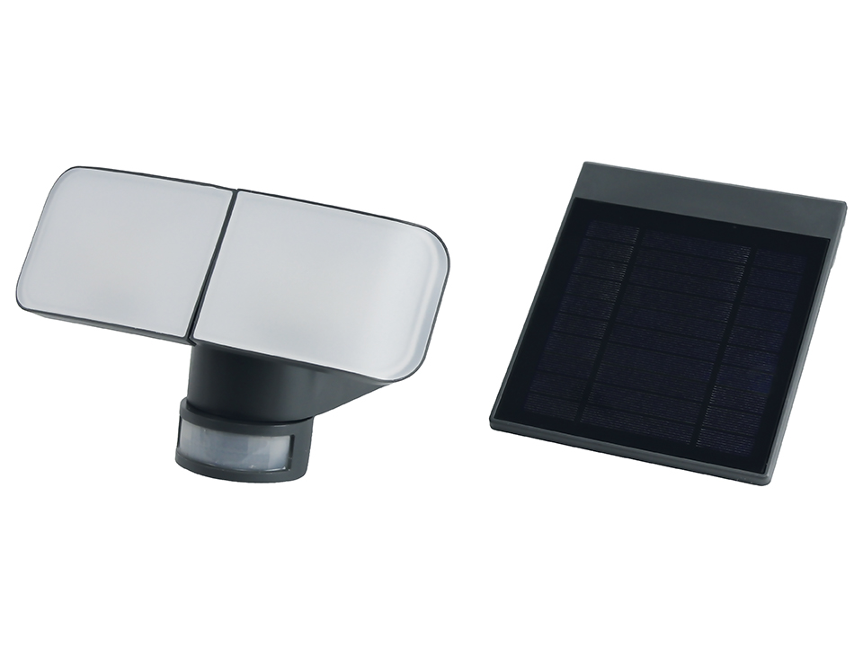 Solar-LED-Wandleuchte 872-S-G, 12 W, 6500 K, 900 lm, kaltweiß, IP44, grau