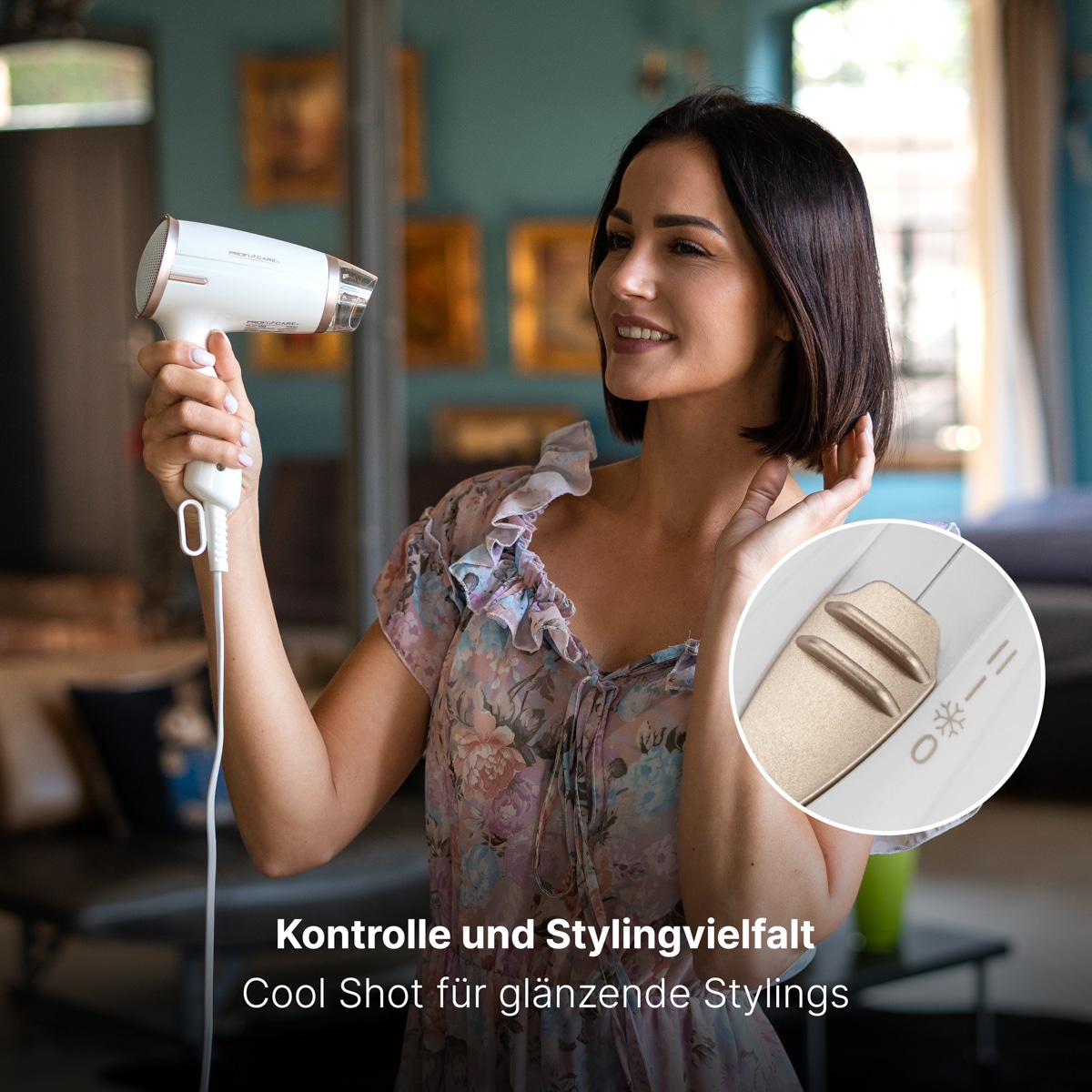 PROFICARE Haartrockner PC-HT 3009, Klappgriff, kompakt, 1400W, weiß-chanpanger