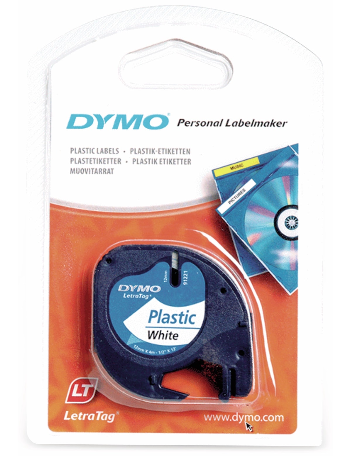 DYMO Beschriftungsband für LetraTag, schwarz auf weiß DYMO Beschriftungsband für LetraTag, schwarz auf weiß
