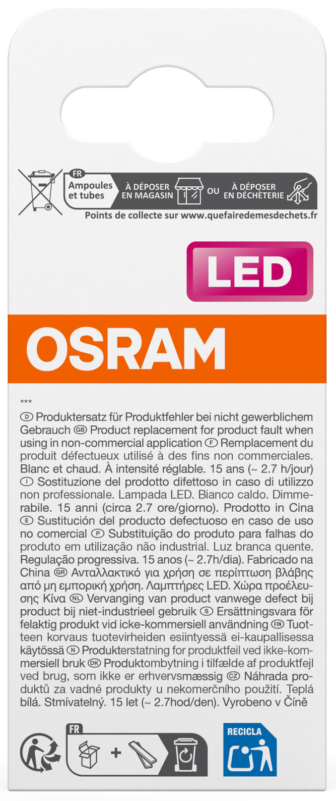 OSRAM LED-Lampe SUPERSTAR, dimmbar, E14, 3,4 W, 2700 K, EEK: D, 470 lm, warmweiß