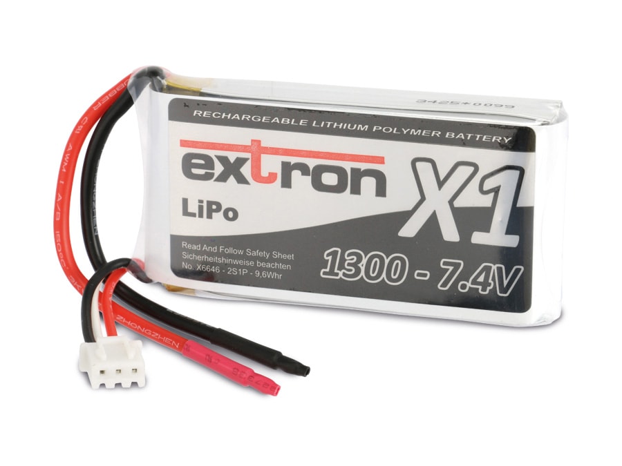 EXTRON Modellbau-Akkupack X1, LiPo, 7,4 V-/1300 mAh