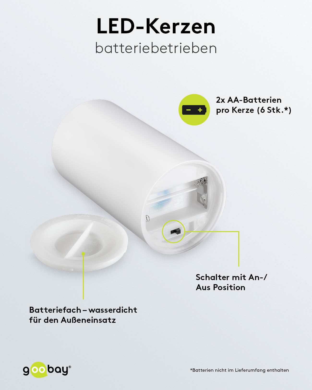 GOOBAY LED-Kerzen 64786, 3er Set, mit Fernbedienung, warmweiß