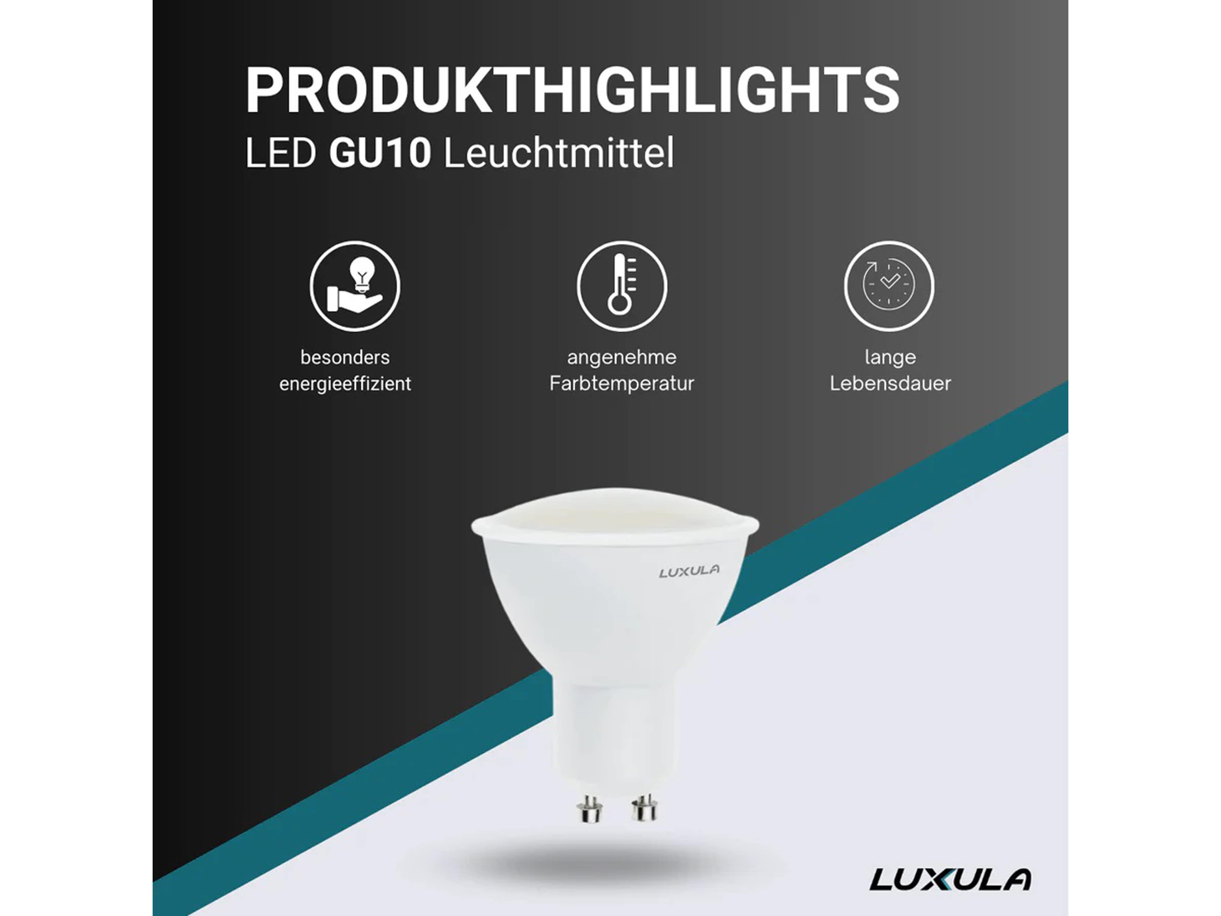 LUXULA LED-Lampe, Reflektorform, GU10, EEK: F, 5W, 436lm, 2700K