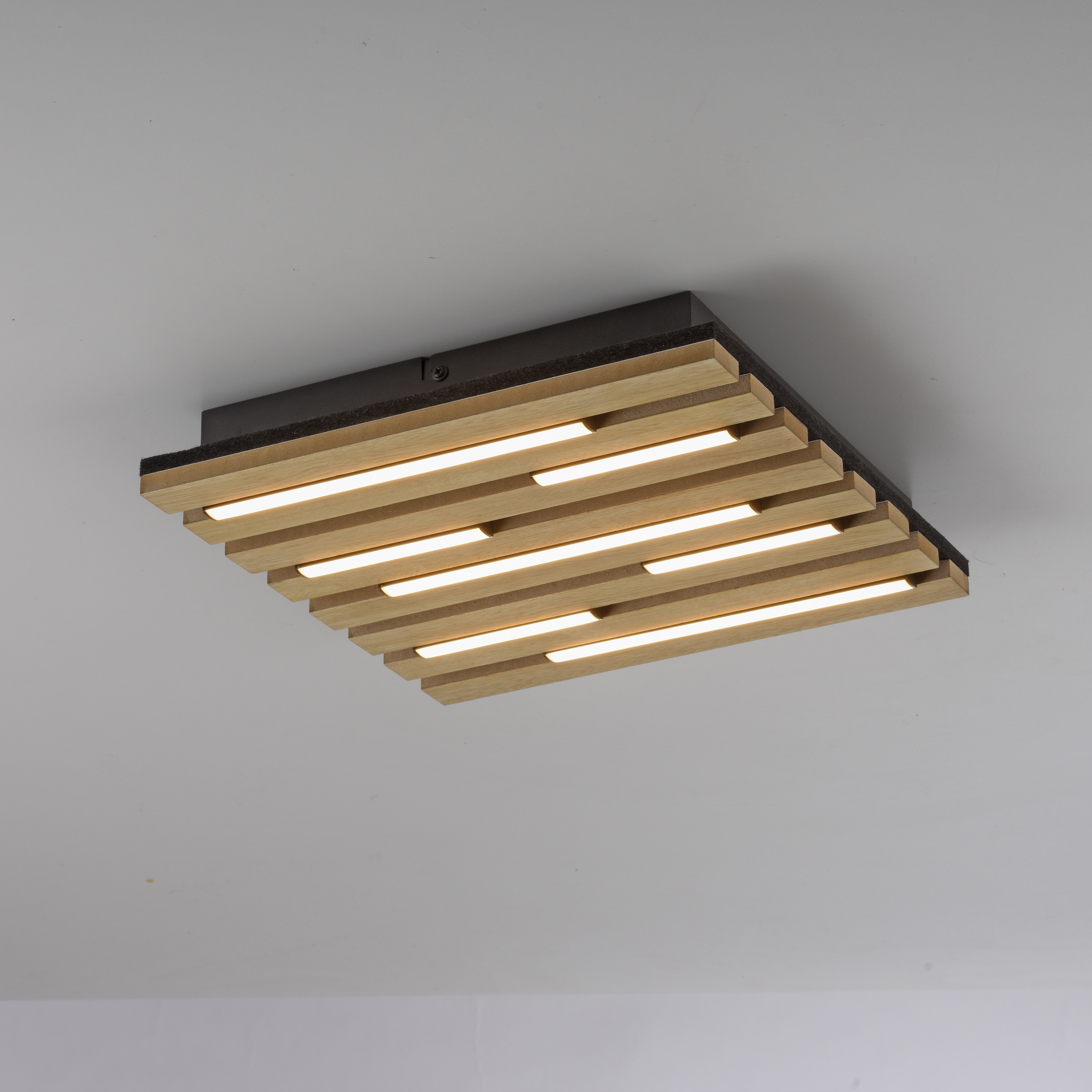 JUST LIGHT LED-Deckenleuchte 15590-79, 10W, 3000K, 1450lm, warmweiß, IP20, Holz/schwarz