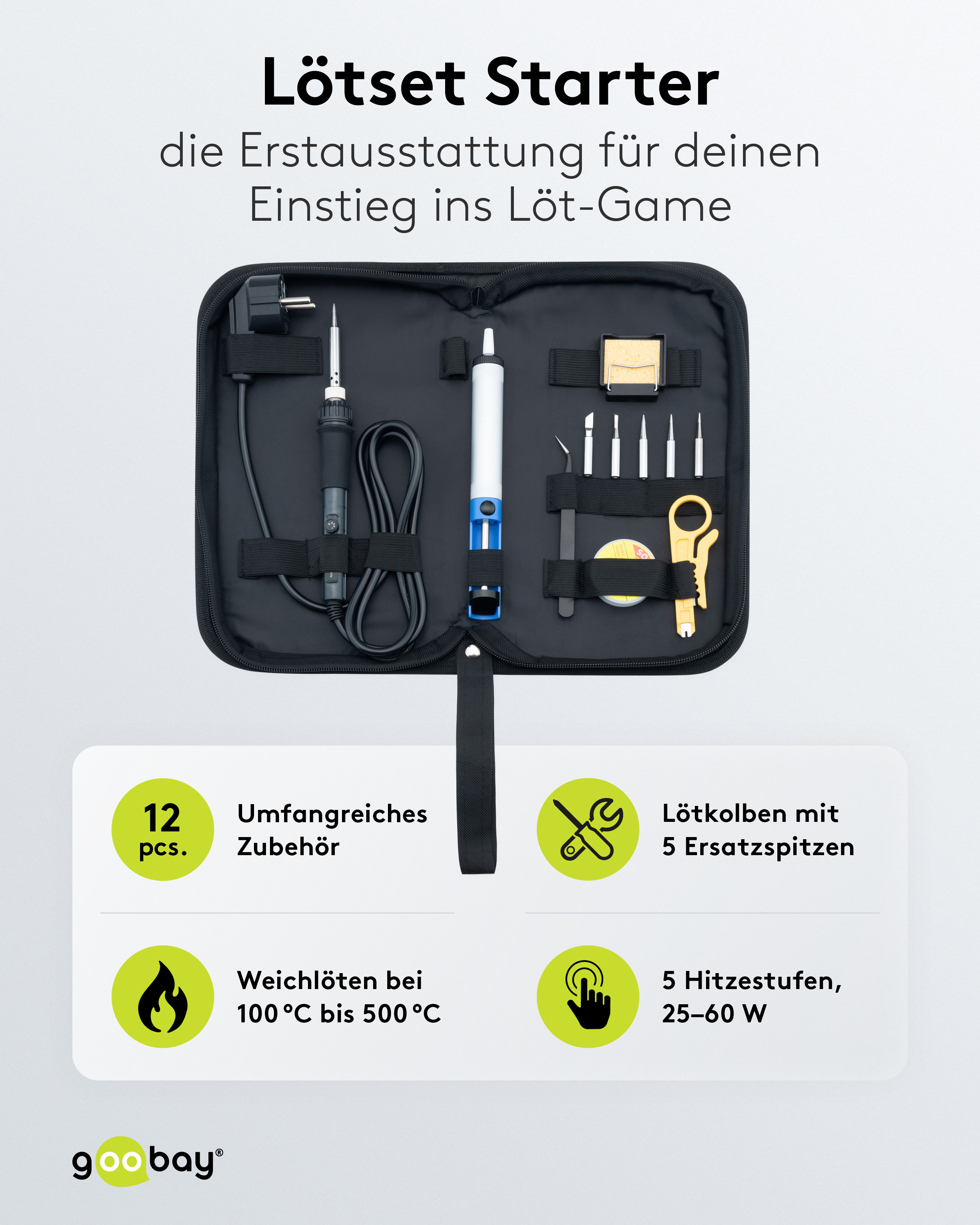 GOOBAY Lötset Starter, 77995, 12-teilig