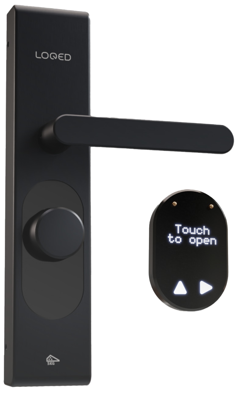 Smart Türschloss SHELLY LOQED, schwarz + Tough1 Ivory + Premiumkarte