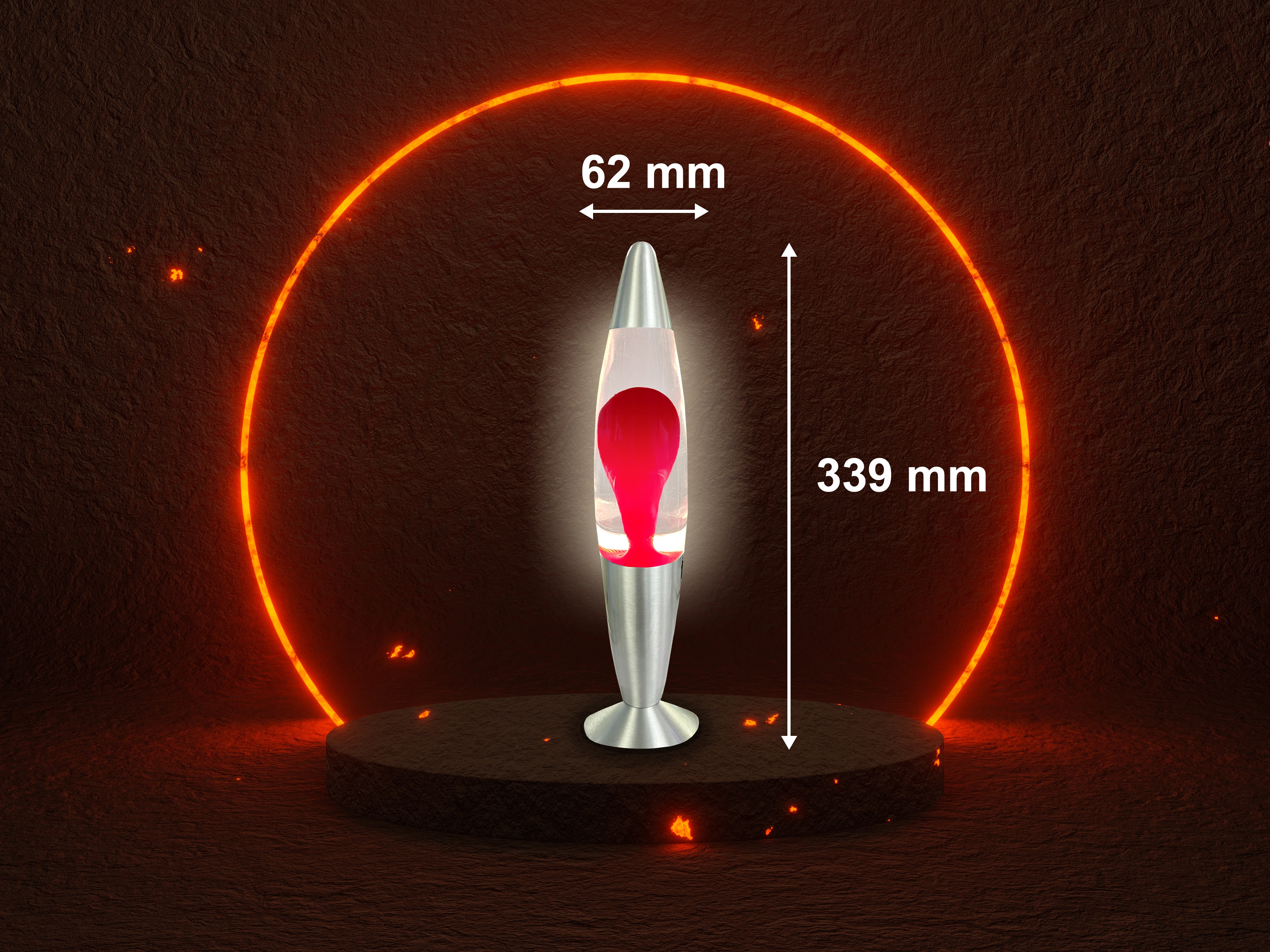 BLULAXA LED-Lava-Tischleuchte, 50960, 20W, 34 cm, rot/klar