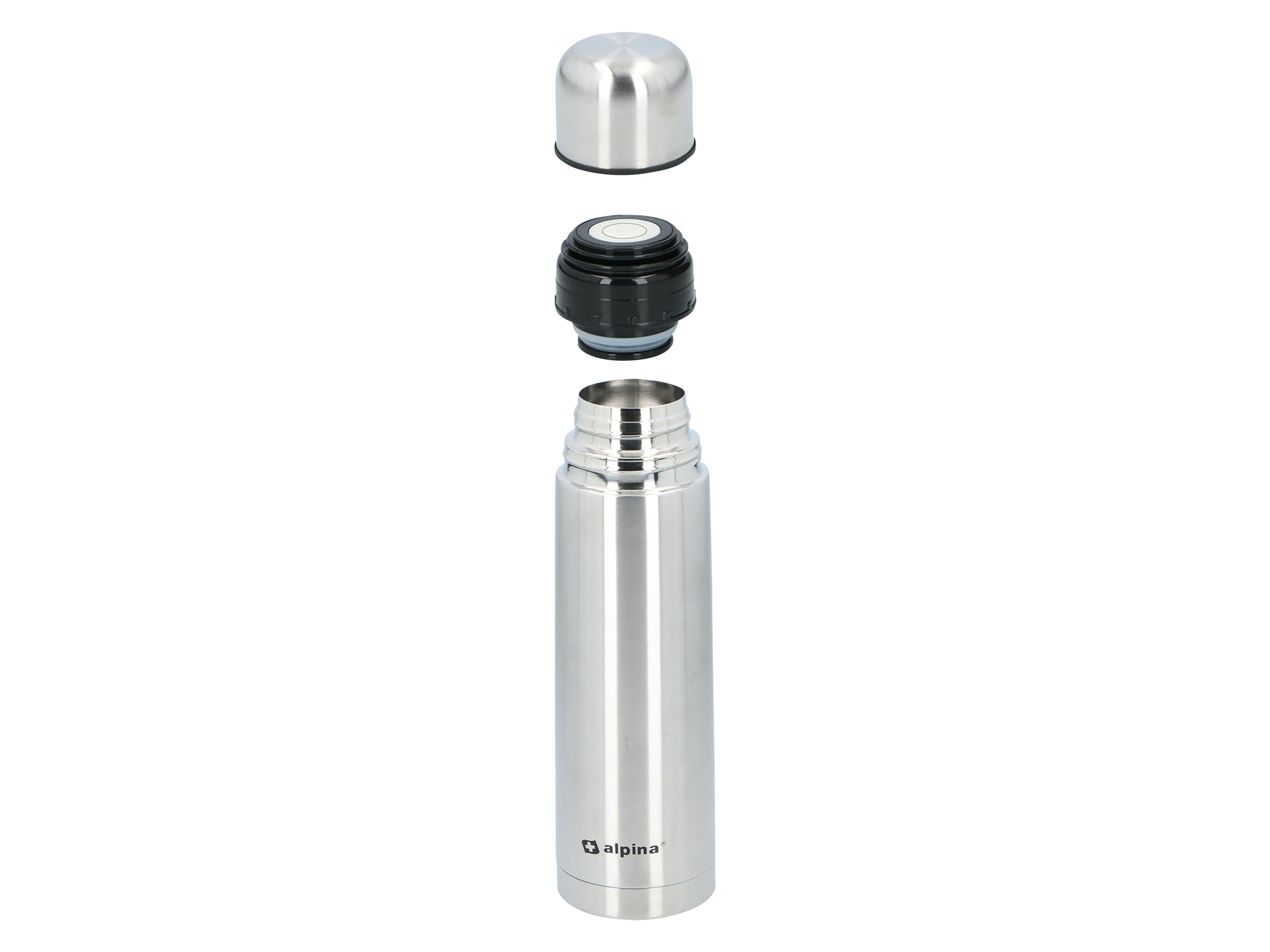 ALPINA Thermoskanne - Isolierkanne, Edelstahl, Doppelwand, mit Becher, 750ml