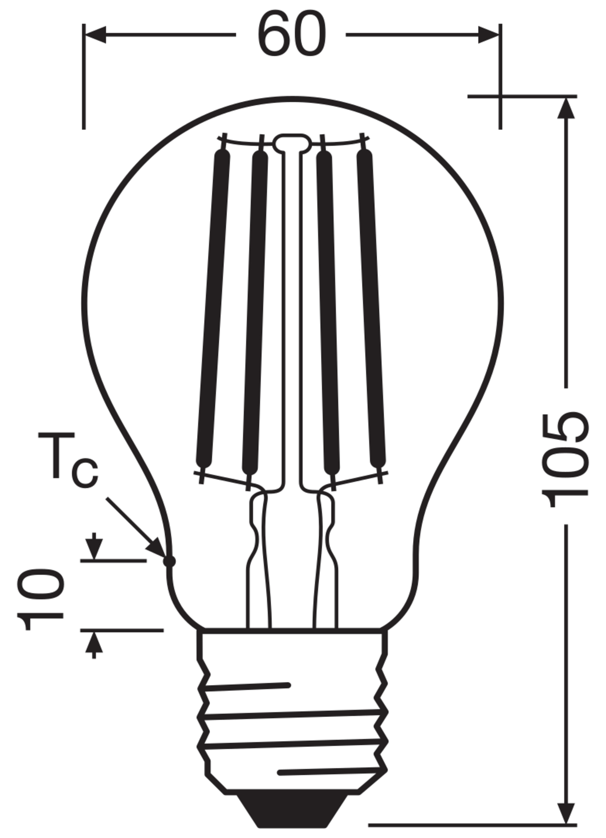 OSRAM LED-Lampe, Kolbenform, E27, 3,8 W, 2700 K, EEK: A, 806 lm, warmweiß