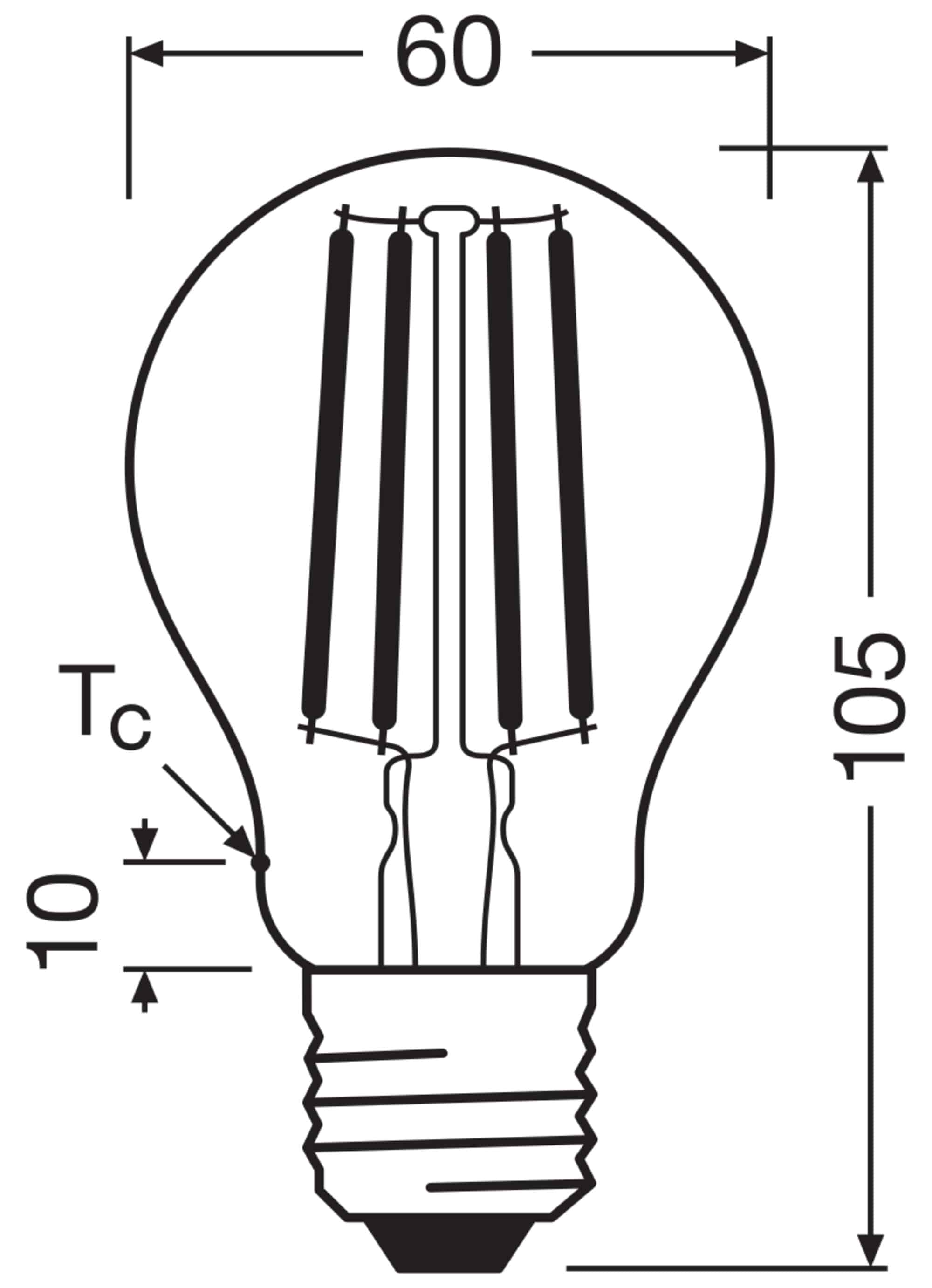 OSRAM LED-Lampe, Kolbenform, E27, 3,8 W, 2700 K, EEK: A, 806 lm, warmweiß
