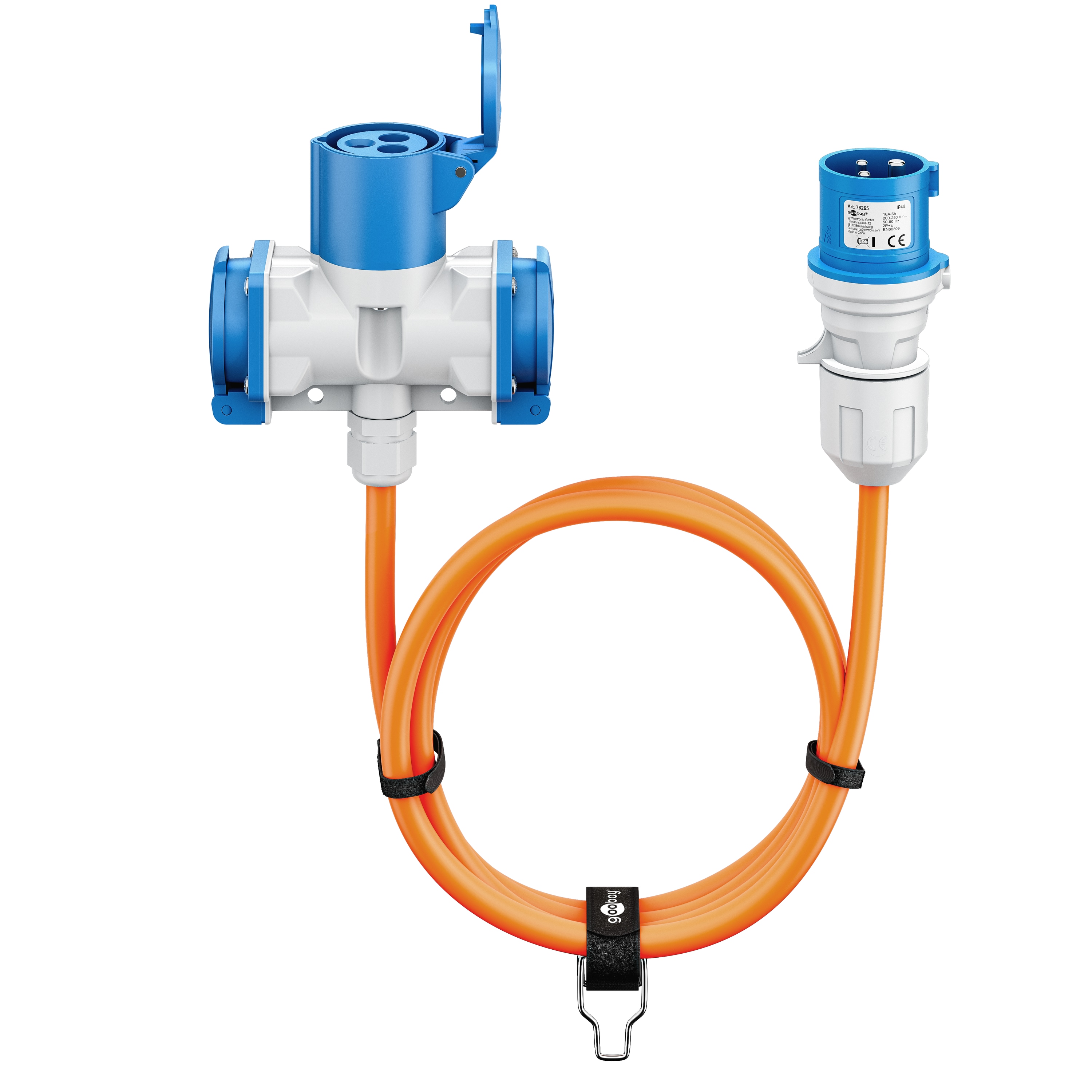 GOOBAY CEE-Adapterkabel 76265, 5 m, Stecker zu Kupplung + 2x Schutzkontaktkupplung GOOBAY CEE-Adapterkabel 76265, 5 m, Stecker zu Kupplung + 2x Schutzkontaktkupplung